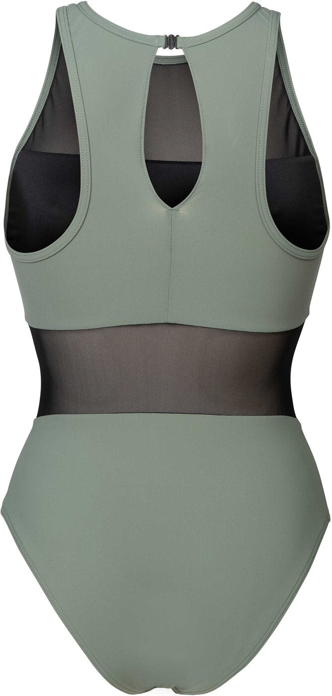 ARENA WOMEN'S ARENA MESH PANELS SWIMSUIT VENT BACK BLACK Badeanzug ARENA