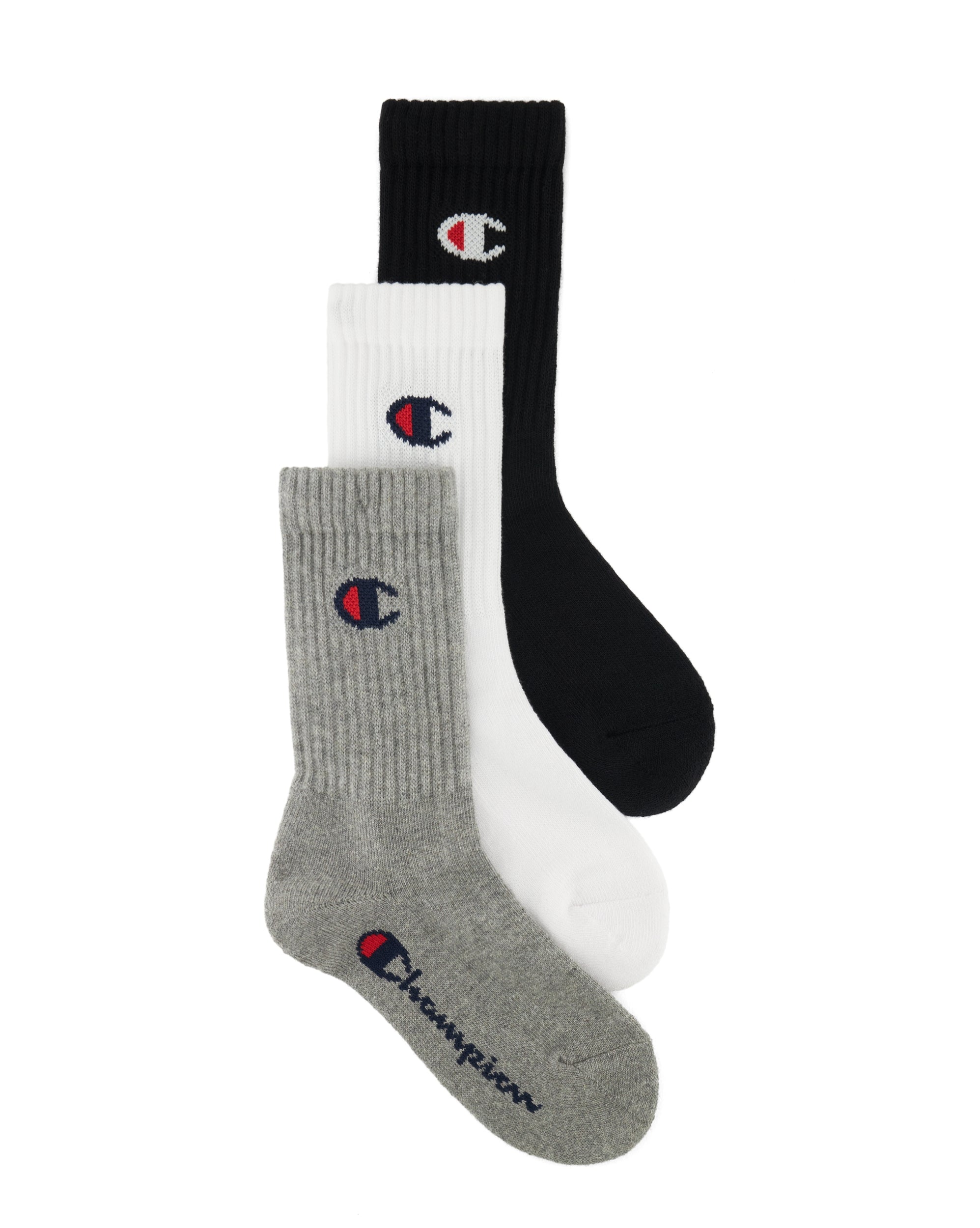 CHAMPION 3pk Crew Socks Socken CHAMPION EM006 OXGM/WHT/NBK-NS 27-30