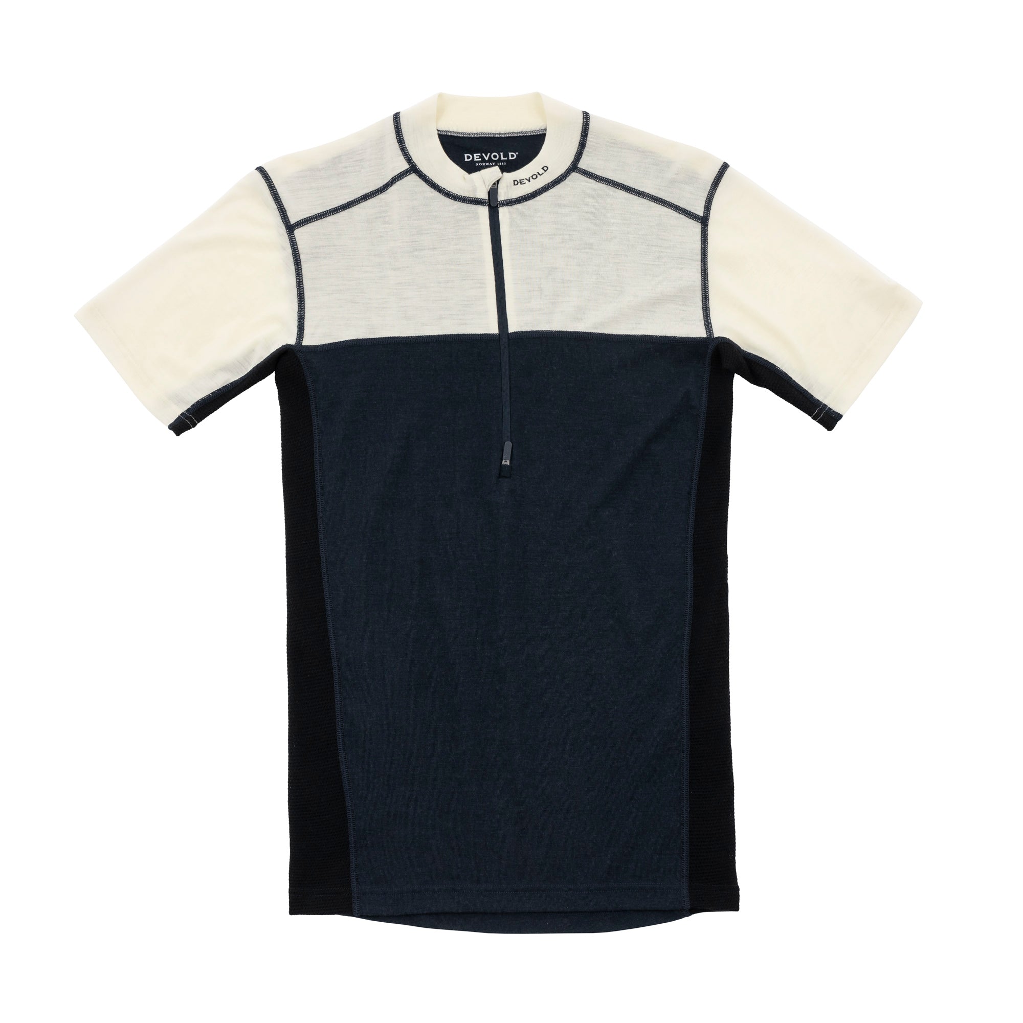 DEVOLD LAUPAREN MERINO 190 ZIP TEE MAN DEVOLD RAW WHITE/INK/BLACK S