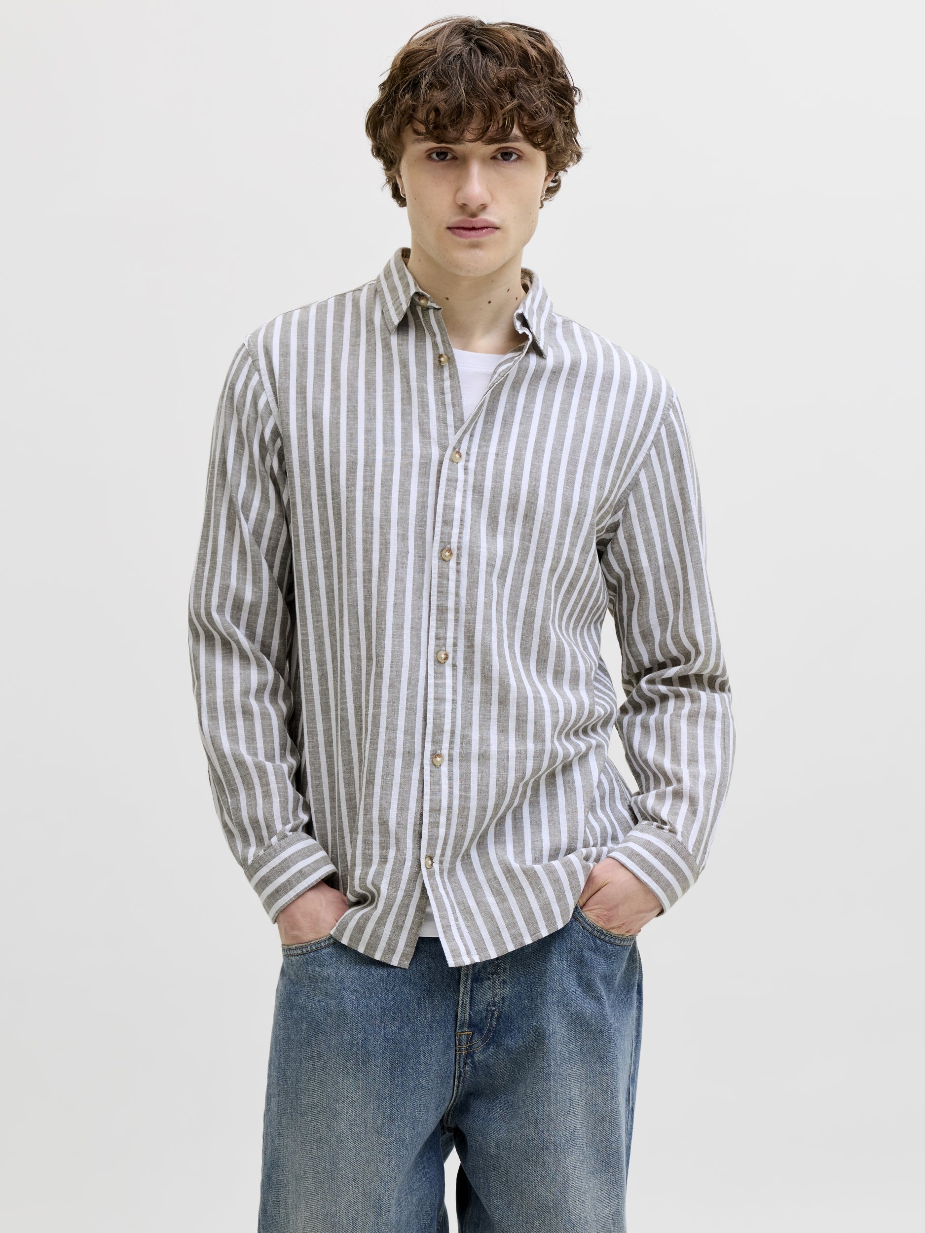 JACK & JONES JJESUMMER LINEN BLEND SHIRT L/S SN Freizeitshirts /-hemden JACK & JONES