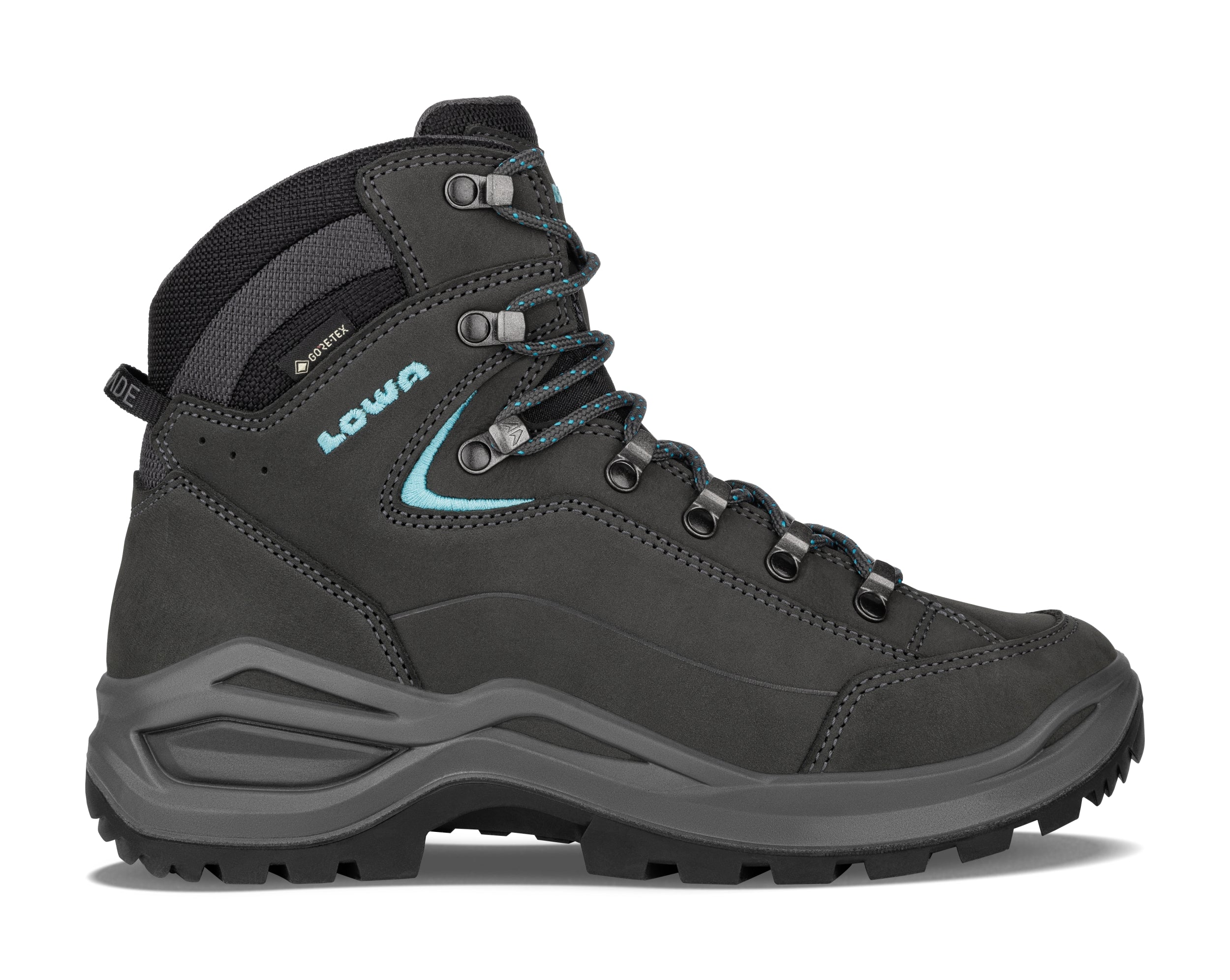 LOWA RENEGADE EVO GTX MID WS Multifunktionsschuhe LOWA 9368 ASPHALT/TÜRKIS 40