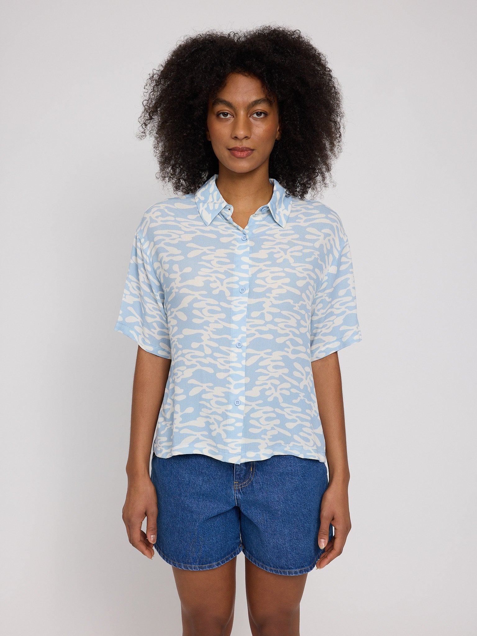 MAZINE Printed Short Sleeve Crinkle Shirt Freizeitshirts /-blusen MAZINE 143 XS
