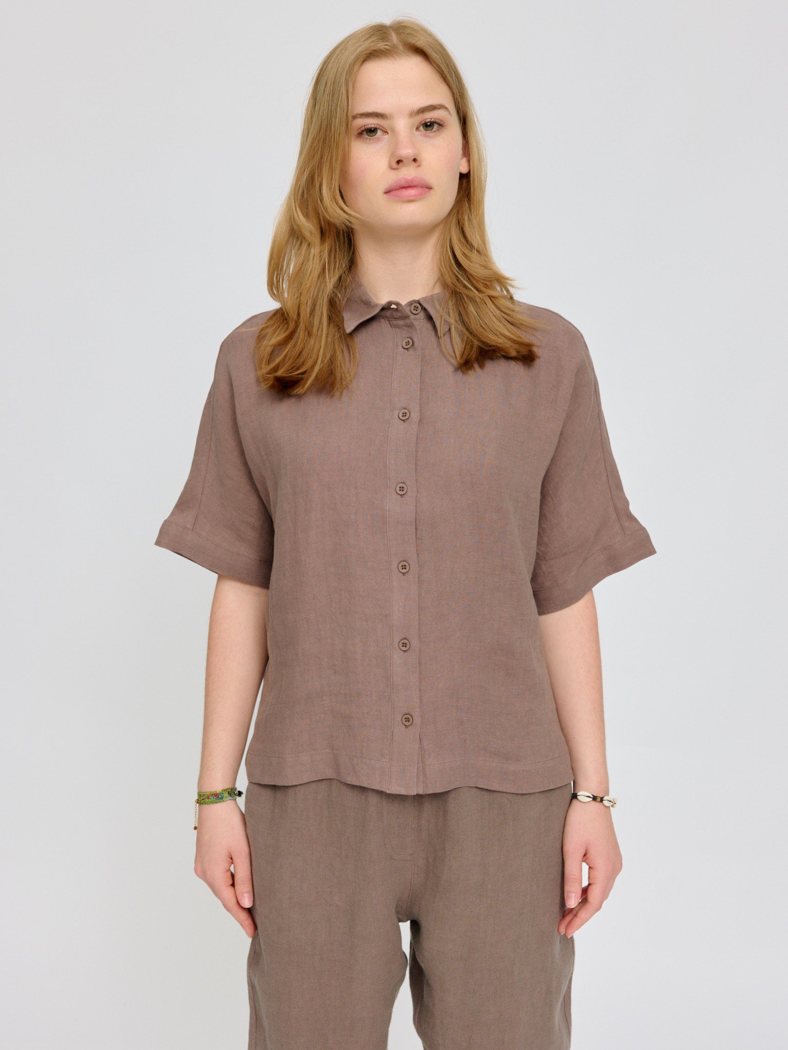 MAZINE Short Sleeve Linen Shirt Freizeitshirts /-blusen MAZINE