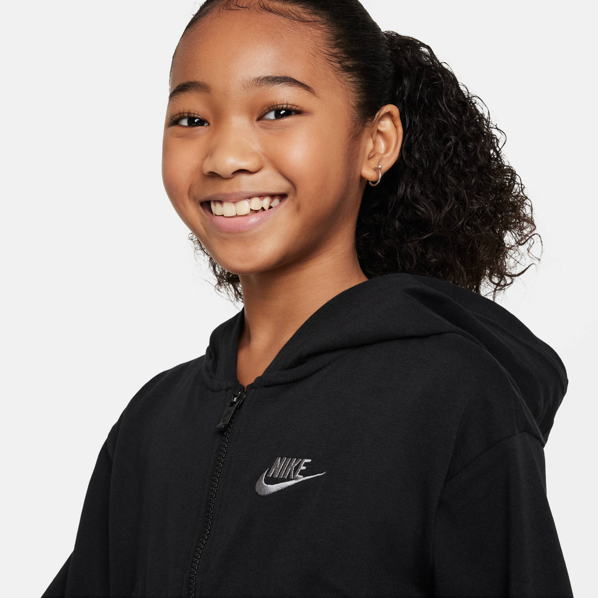 NIKE G NSW FZ HDY JSY LBR 010 BLACK/FLAT PEWTER Freizeitpullover NIKE