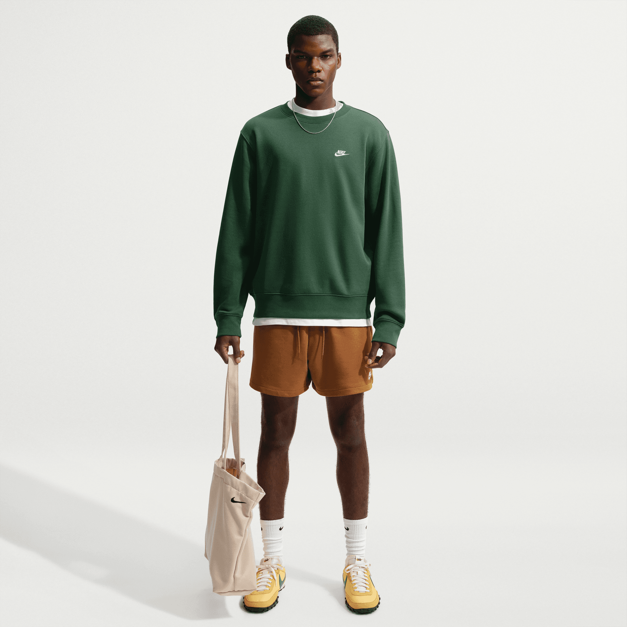 NIKE M NK CLUB BB CREW Freizeitshirts /-hemden NIKE FIR/WHITE S