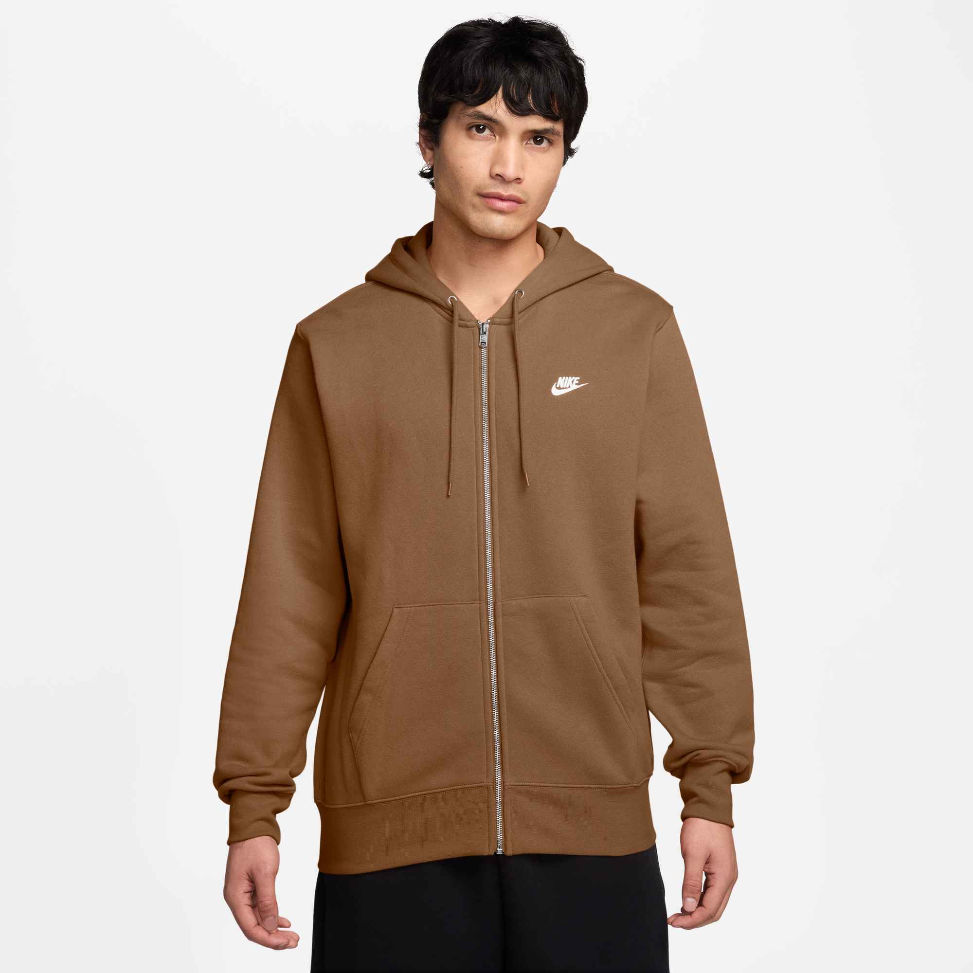 NIKE M NK CLUB BB FZ HOODIE Freizeitshirts /-hemden NIKE ALE BROWN/ALE BROWN/WHITE S
