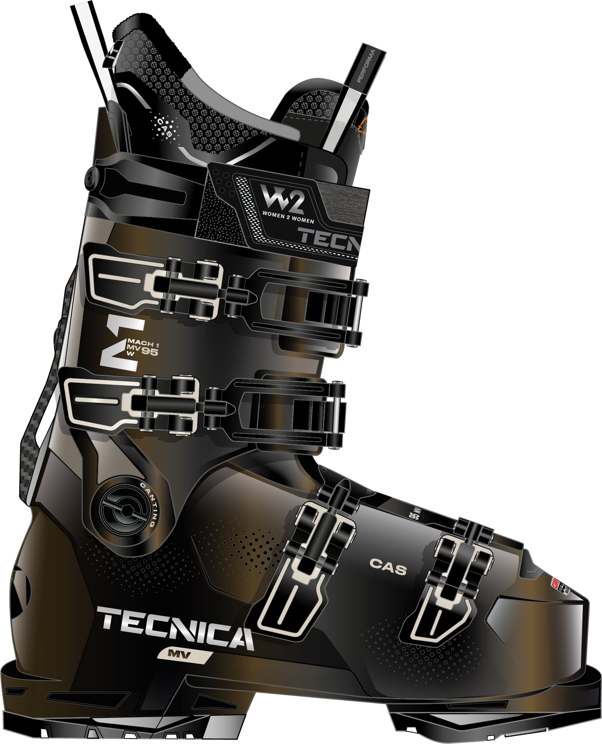 TECNICA MACH1 MV 95 W TD2 Schneeschuhe TECNICA 10C BLACK GOLD 23,5