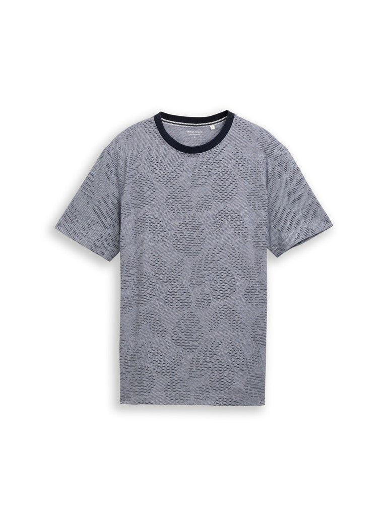 TOM TAILOR CASUAL MEN jaquard t-shirt Trainingsshirts TOM TAILOR CASUAL MEN navy leaf jacquard design M