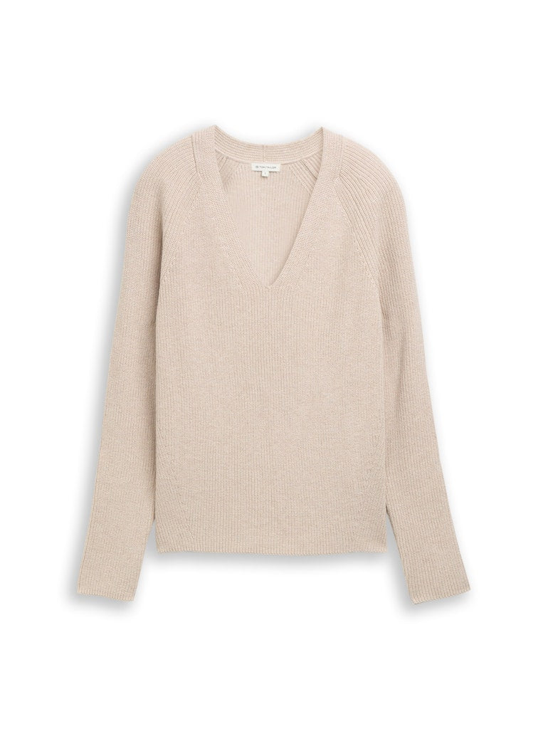 TOM TAILOR CASUAL WOMEN knit rib v-neck sweater Freizeitpullover TOM TAILOR CASUAL WOMEN 24192 S