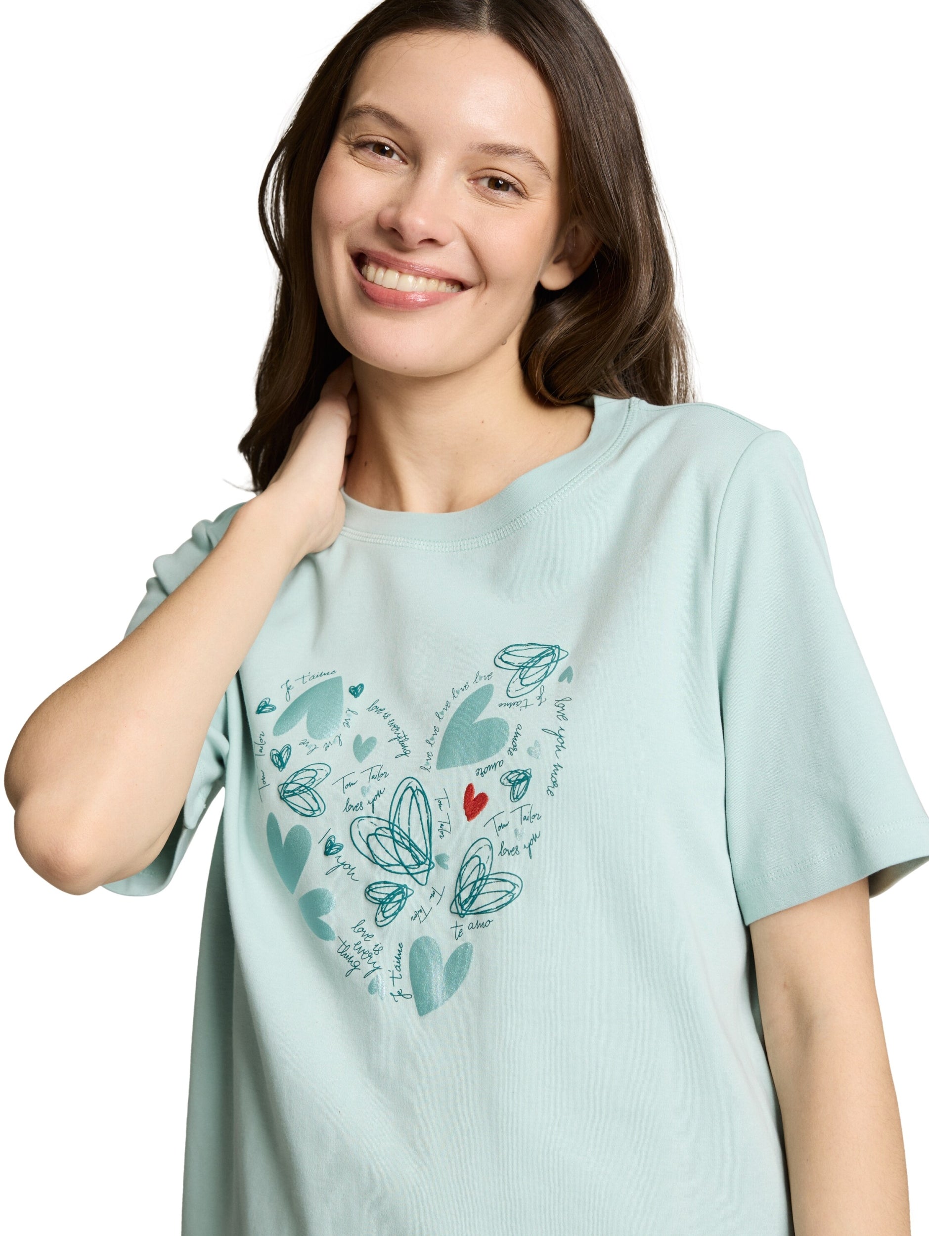 TOM TAILOR CASUAL WOMEN T-shirt boxy crew neck with pr Freizeitshirts /-hemden TOM TAILOR CASUAL WOMEN