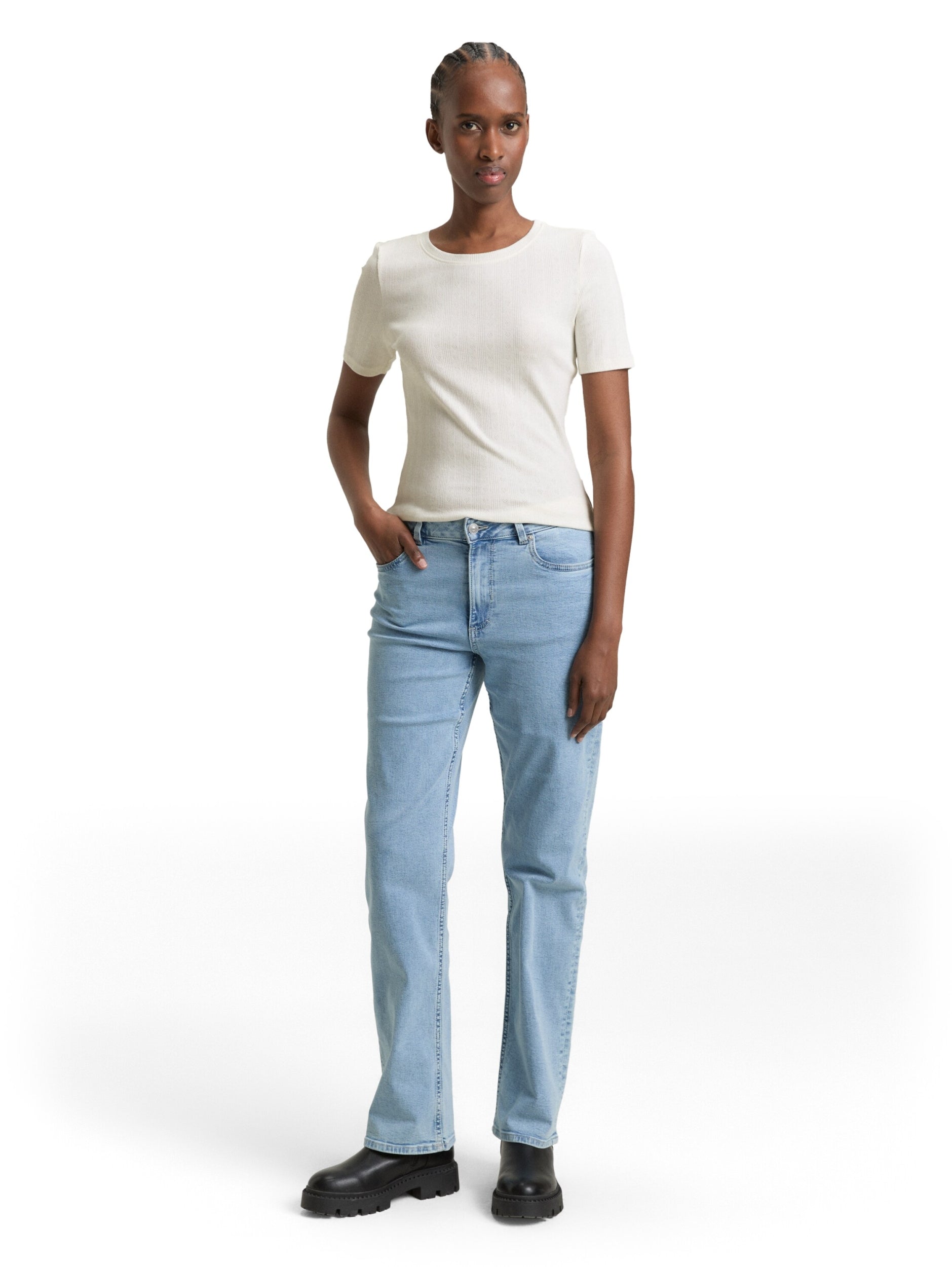 TOM TAILOR DENIM WOMEN Pointelle T-Shirt Freizeitshirts /-blusen TOM TAILOR DENIM WOMEN