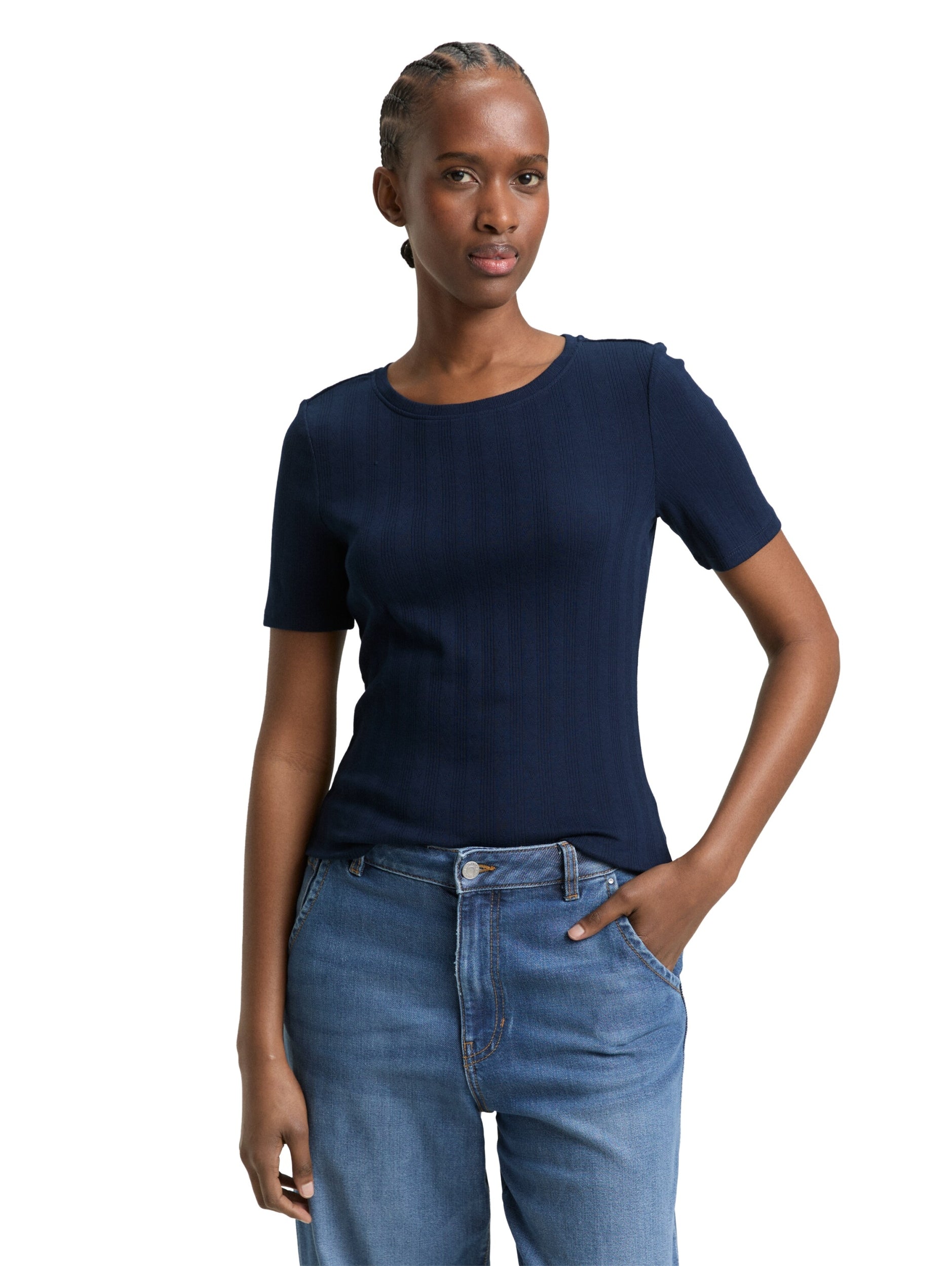 TOM TAILOR DENIM WOMEN Pointelle T-Shirt Freizeitshirts /-blusen TOM TAILOR DENIM WOMEN