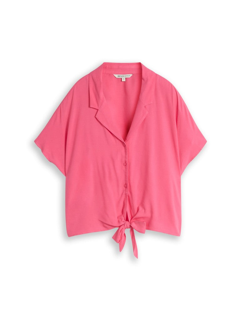 TOM TAILOR DENIM WOMEN resort shirt with knot Freizeitshirts /-blusen TOM TAILOR DENIM WOMEN soft bright pink XS