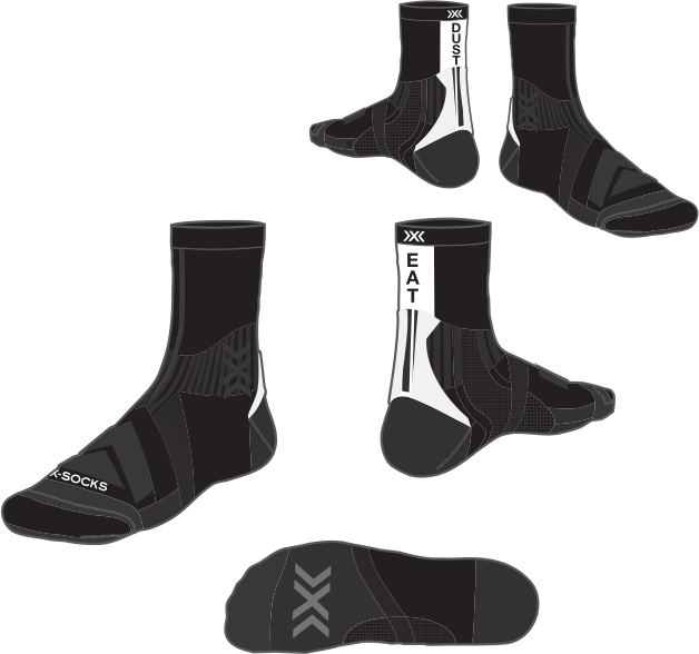 X-BIONIC BIKE PERFORM CREW Fahrradsocken X-BIONIC OPAL BLACK/ARCTIC WHITE 36-38