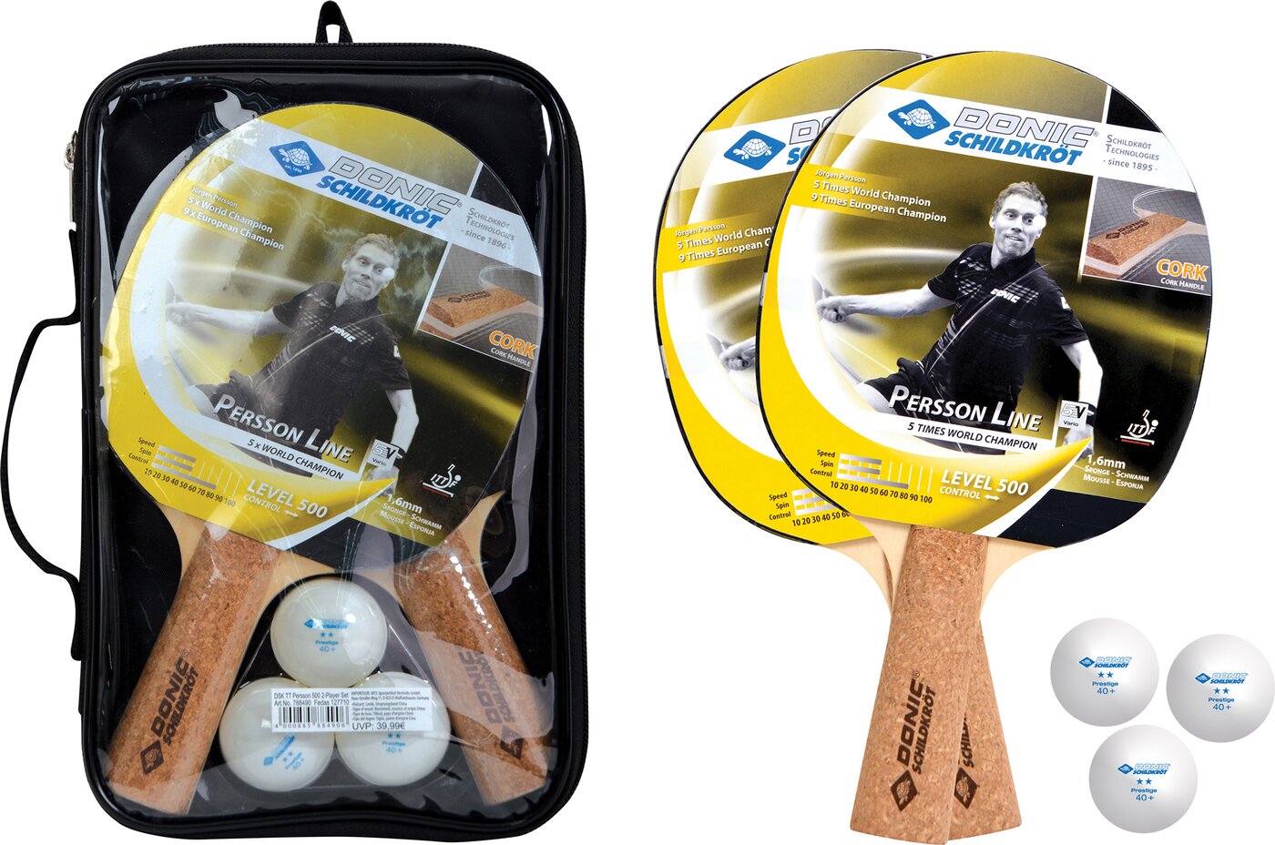 DONIC SCHILDKRÖT TT-Set PERSSON 500 Kork in Tragetas Tischtennis DONIC SCHILDKRÖT Keine Farbe -