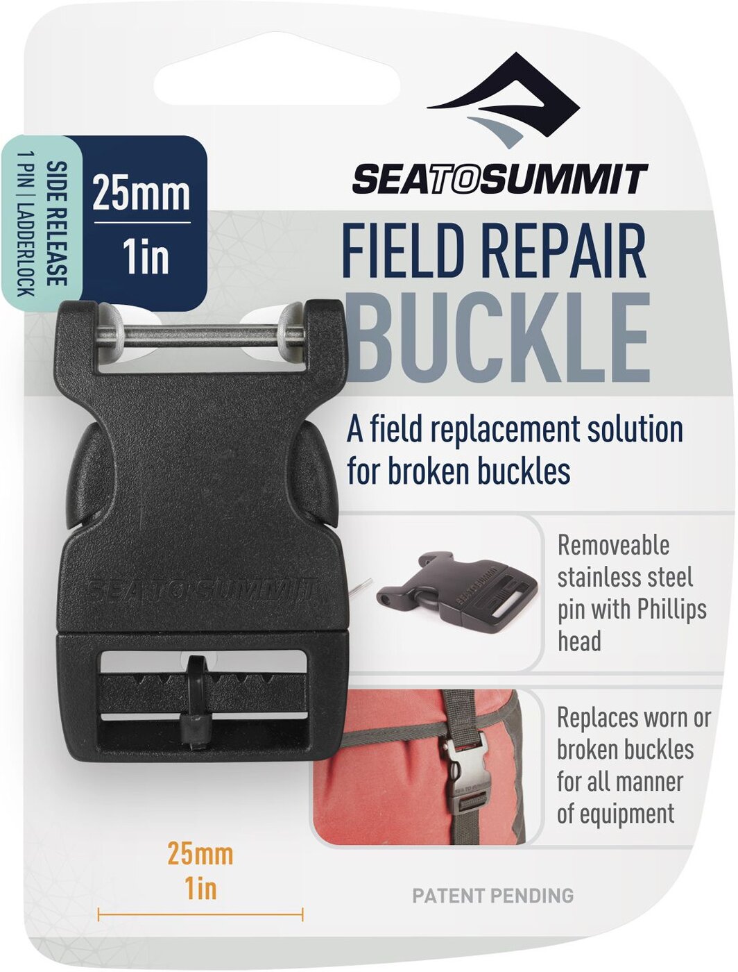 SEA TO SUMMIT Field Repair Buckle Rucksäcke SEA TO SUMMIT 25SR1 -25mm Side Release 1 Pin -