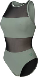 ARENA WOMEN'S ARENA MESH PANELS SWIMSUIT VENT BACK BLACK Badeanzug ARENA