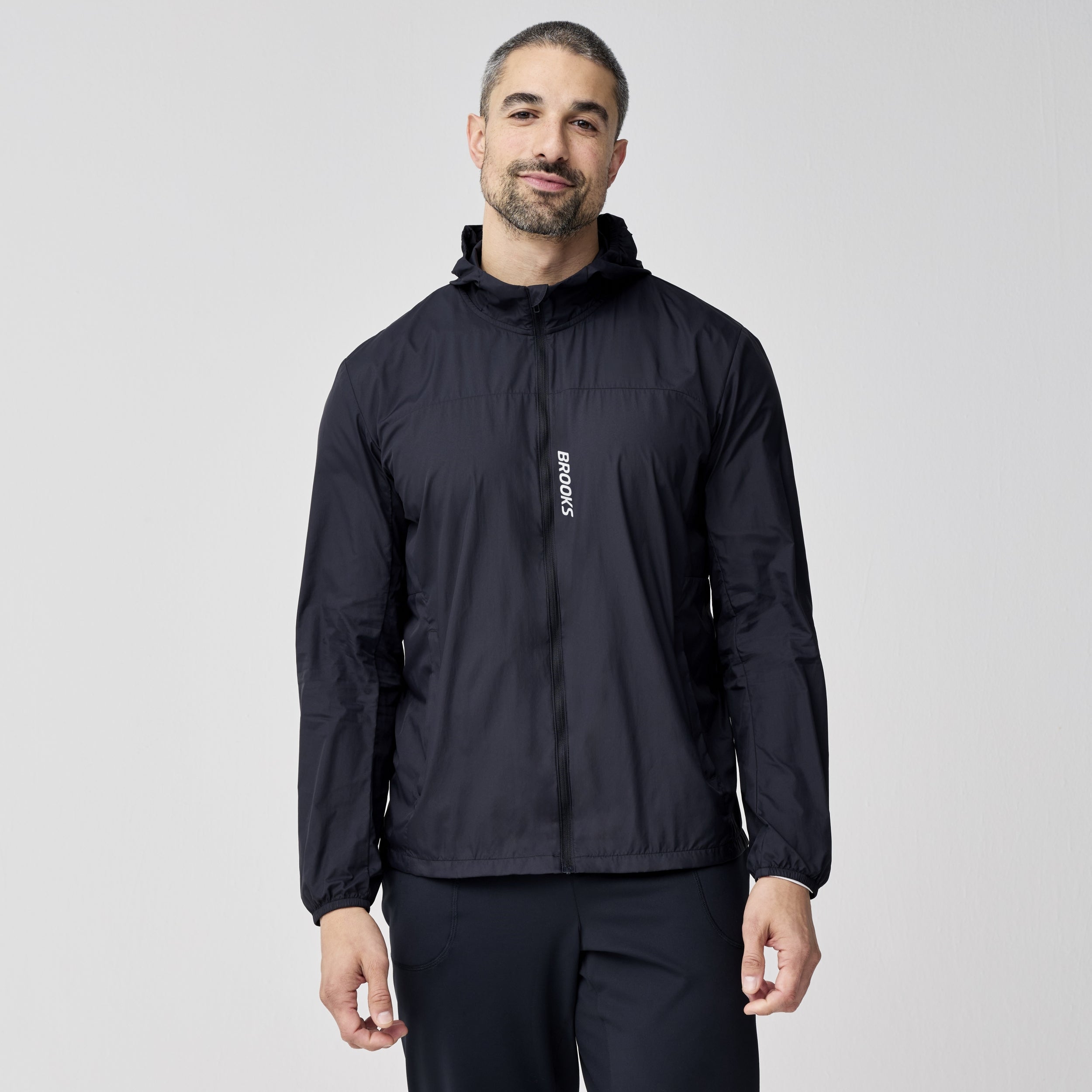 BROOKS Canopy Packable Jacket Laufjacken BROOKS Black/White/Slate Grey S