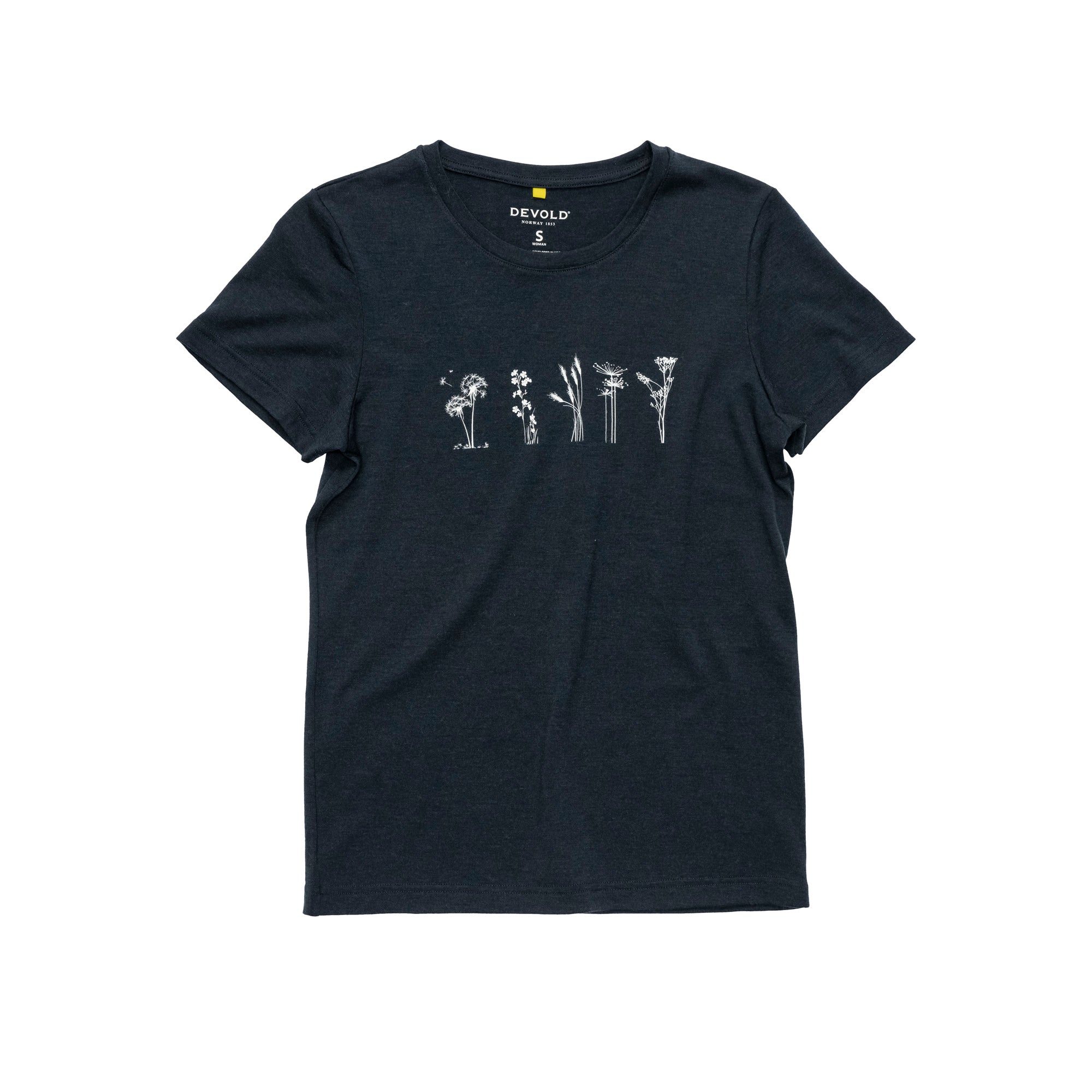 DEVOLD CLASSIC "FLOWERS" TEE WMN Wandershirts /-hemden DEVOLD INK XS