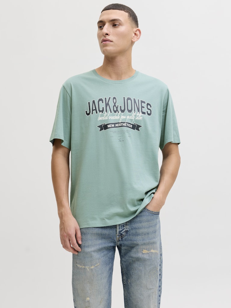 JACK & JONES JJELOGO TEE SS O-NECK 2 COL SS26 SN Freizeitshirts /-hemden JACK & JONES Mineral Blue S