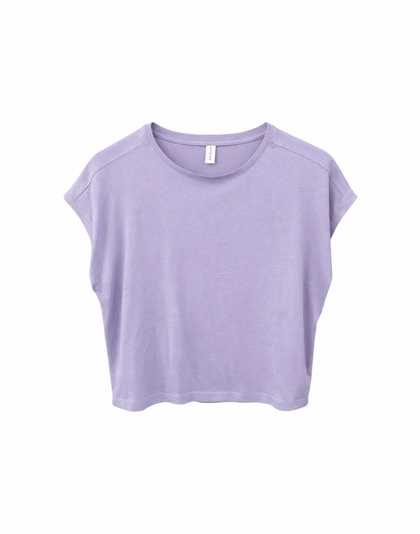 MAZINE Ecovero Viscose Cropped T-Shirt Freizeitshirts /-blusen MAZINE faded lavender XS