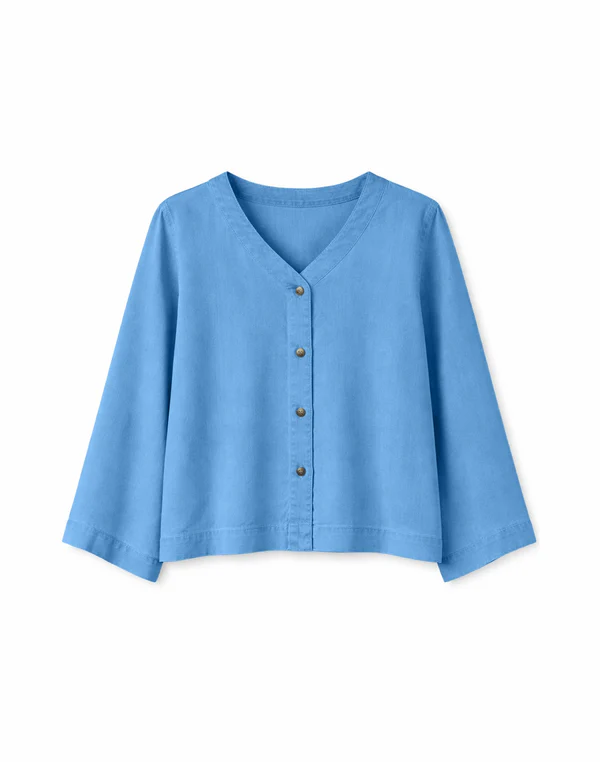 MAZINE V-Neck Tencel Blouse Freizeitshirts /-blusen MAZINE dark blue wash XS