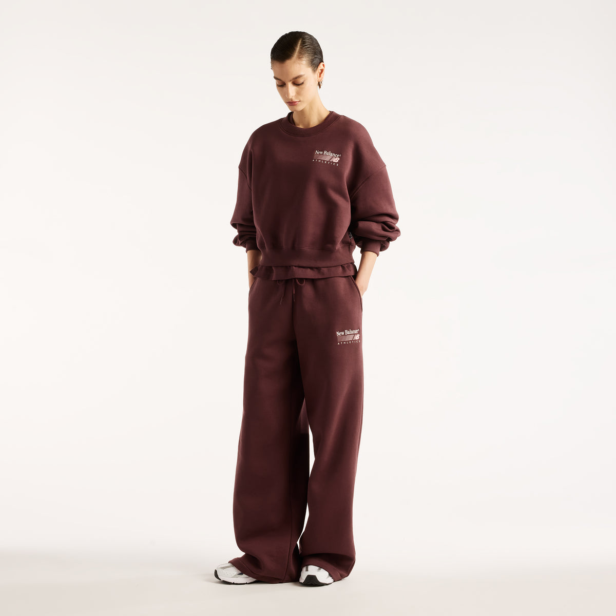 NEW BALANCE Trackside Fleece Crew Freizeitpullover NEW BALANCE Beige XS