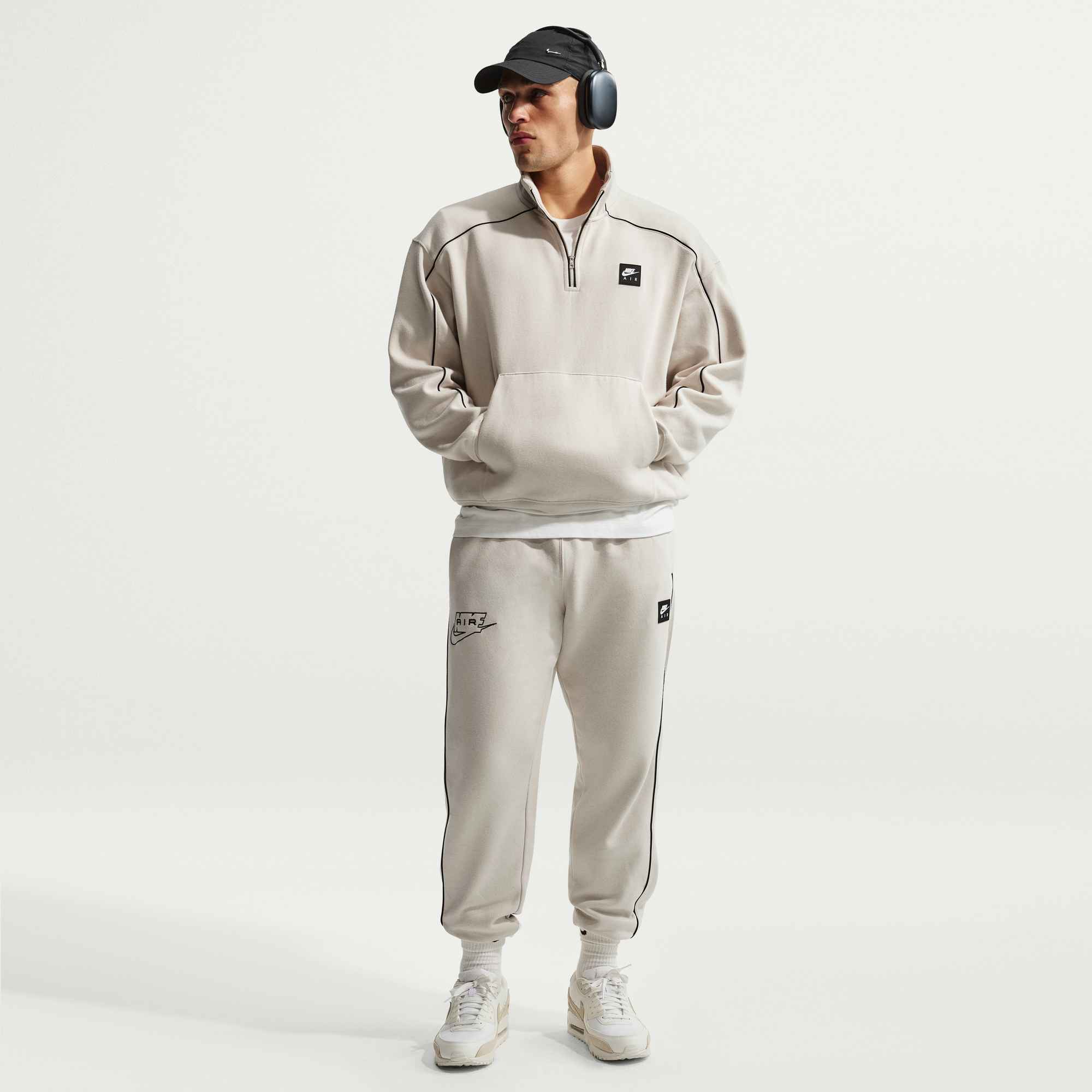 NIKE M NK AIR BB FLC QZ Freizeitpullover NIKE LIGHT BONE/RACER BLUE S