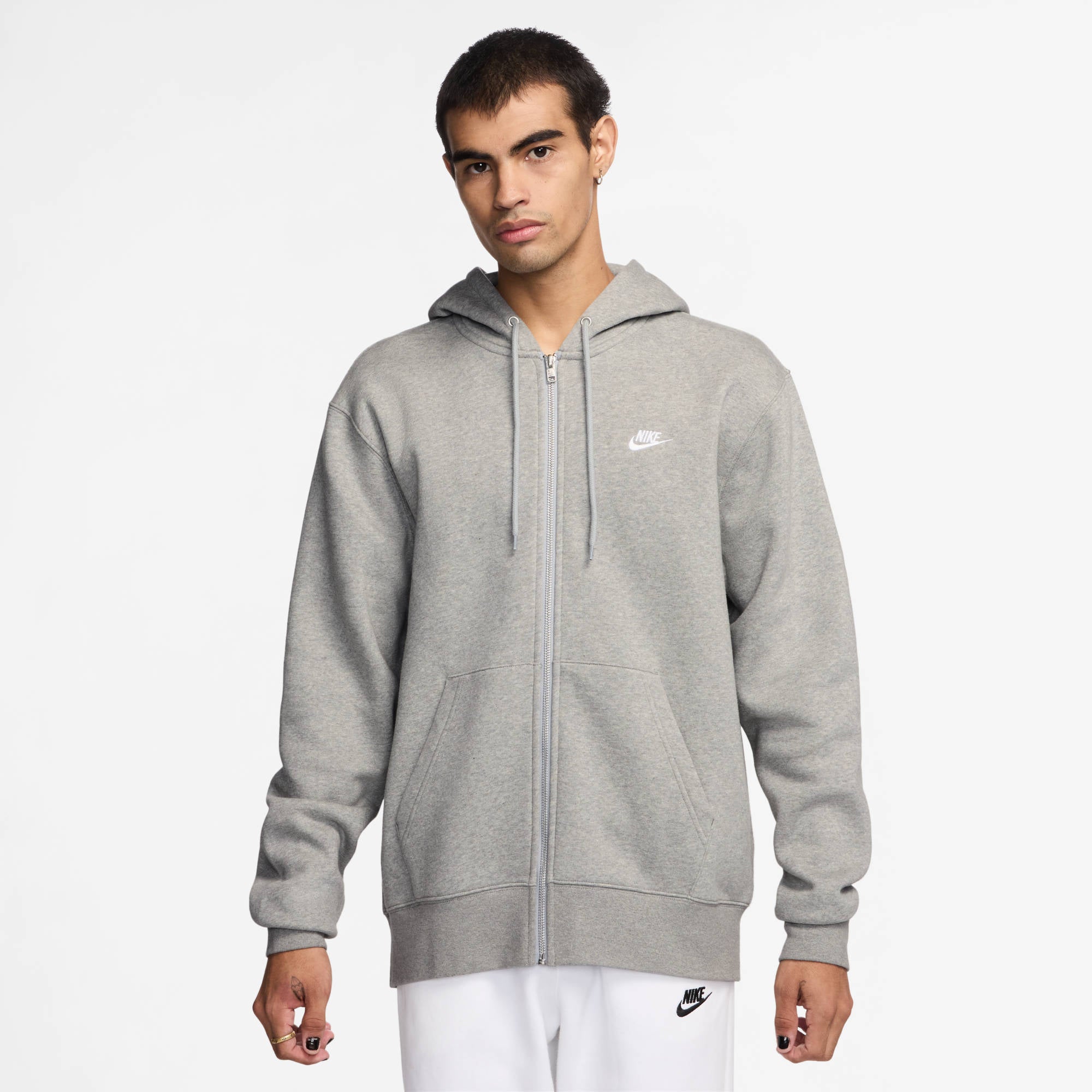 NIKE M NK CLUB BB FZ HOODIE Freizeitshirts /-hemden NIKE DK GREY HEATHER/LT SMOKE GREY/ S