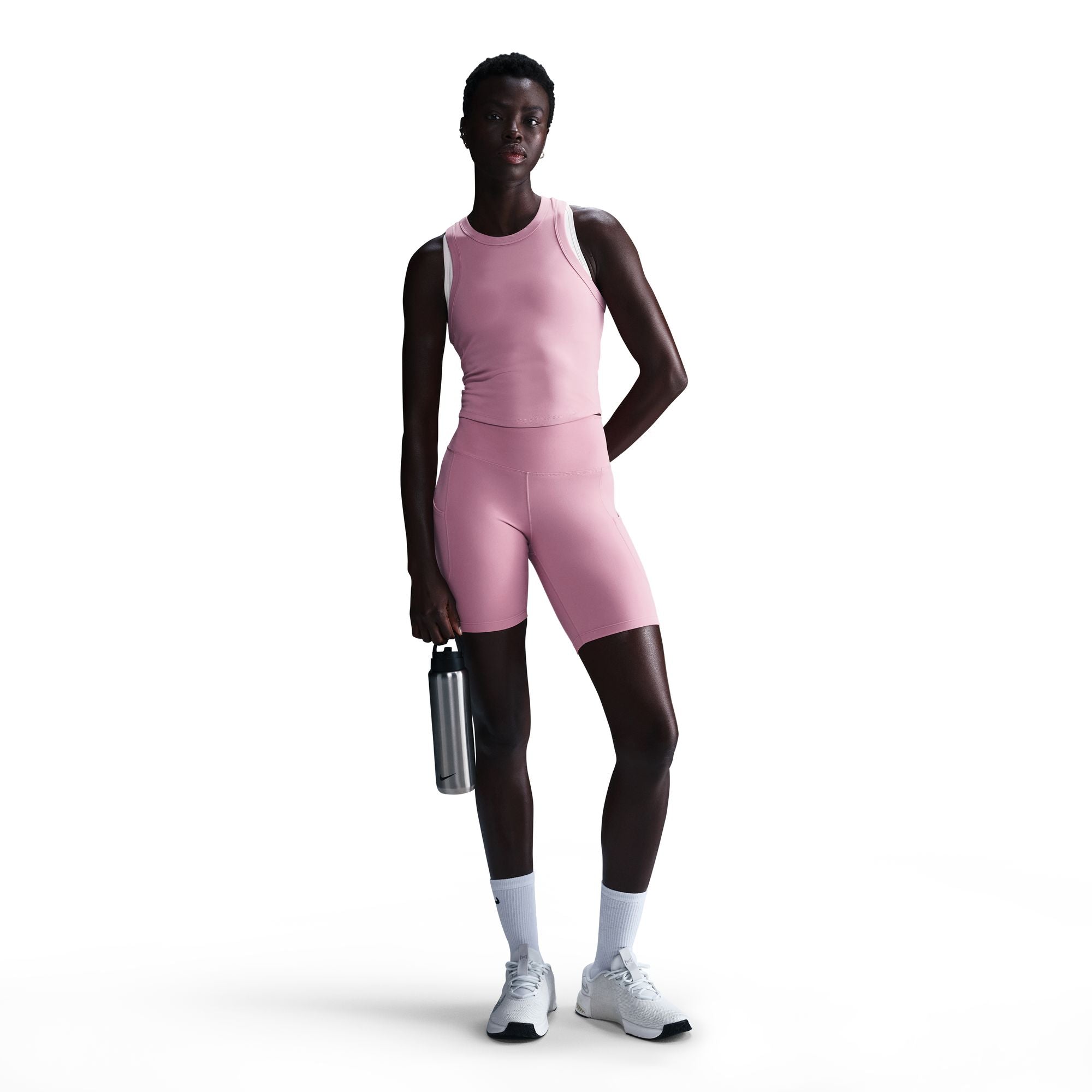 NIKE W NK DF ONE HR 8IN PKT SHORT 010 BLACK/BLACK Trainingshosen & Jogginghosen NIKE ELEMENTAL PINK/BLACK XS
