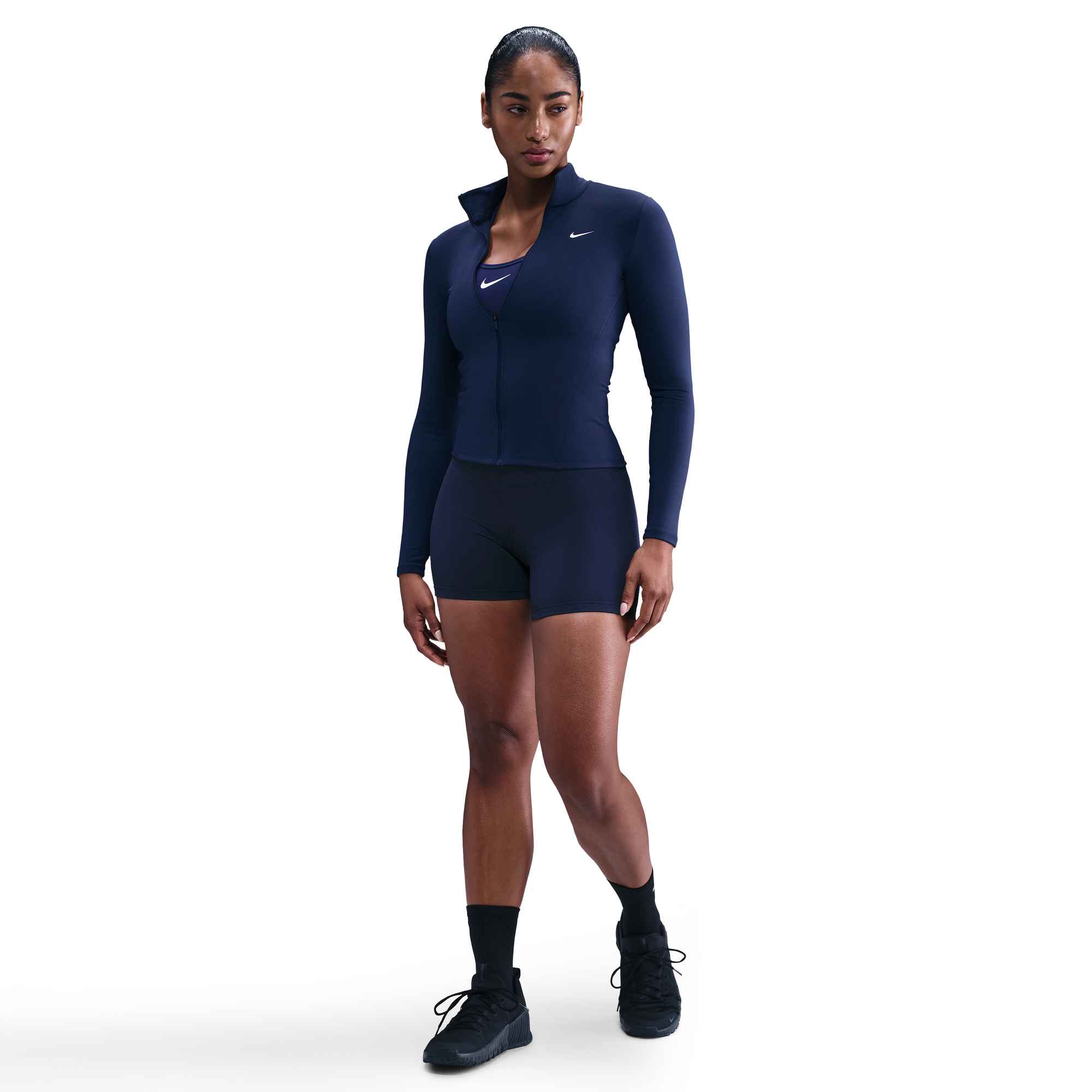 NIKE W NK ONE DF FZ FITTED JKT Trainingsjacken NIKE 410 MIDNIGHT NAVY/MIDNIGHT NAV XS