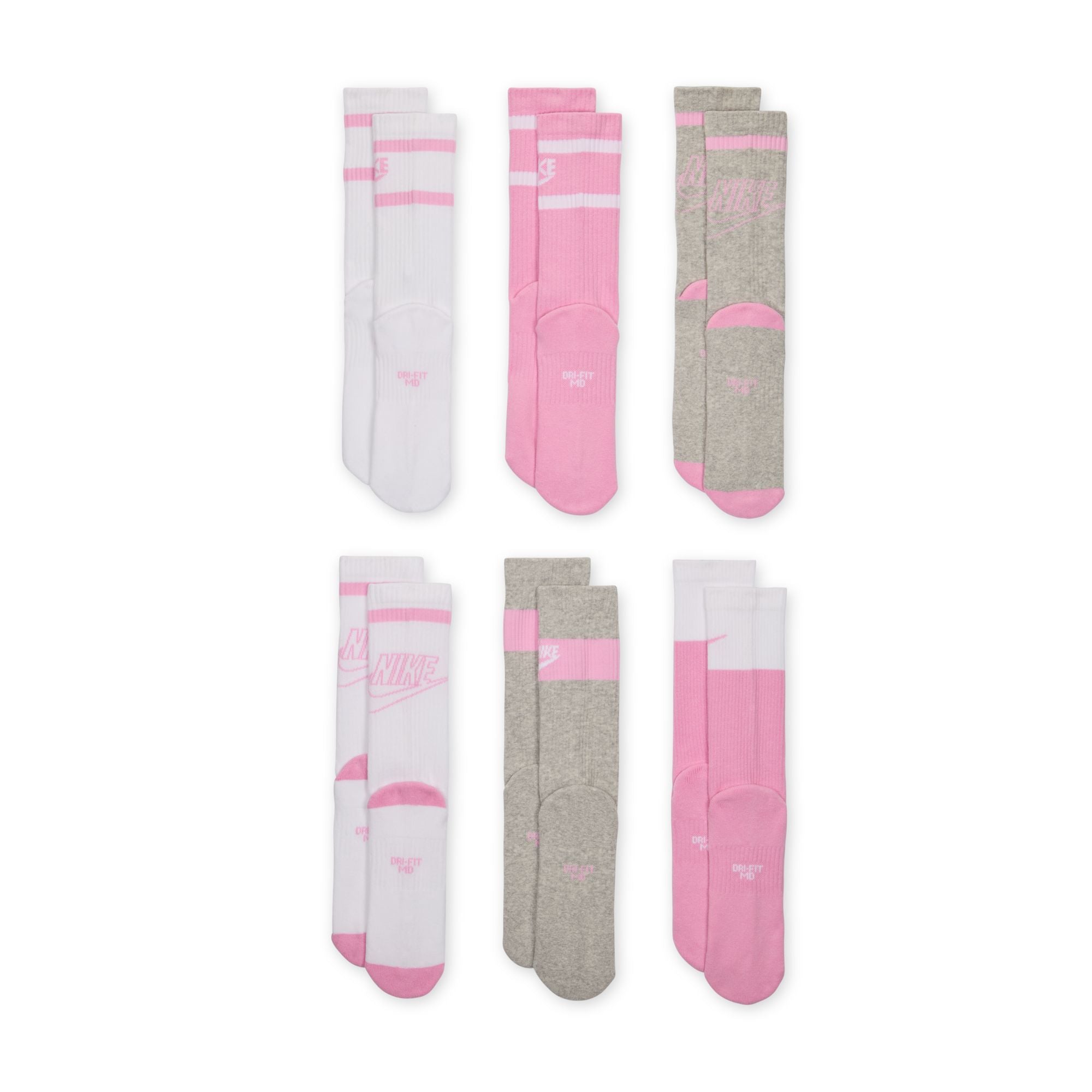NIKE Y NK ED CSH CREW 6P - 144 GFX2 Socken NIKE 905 MELANGE/GREEN SM S