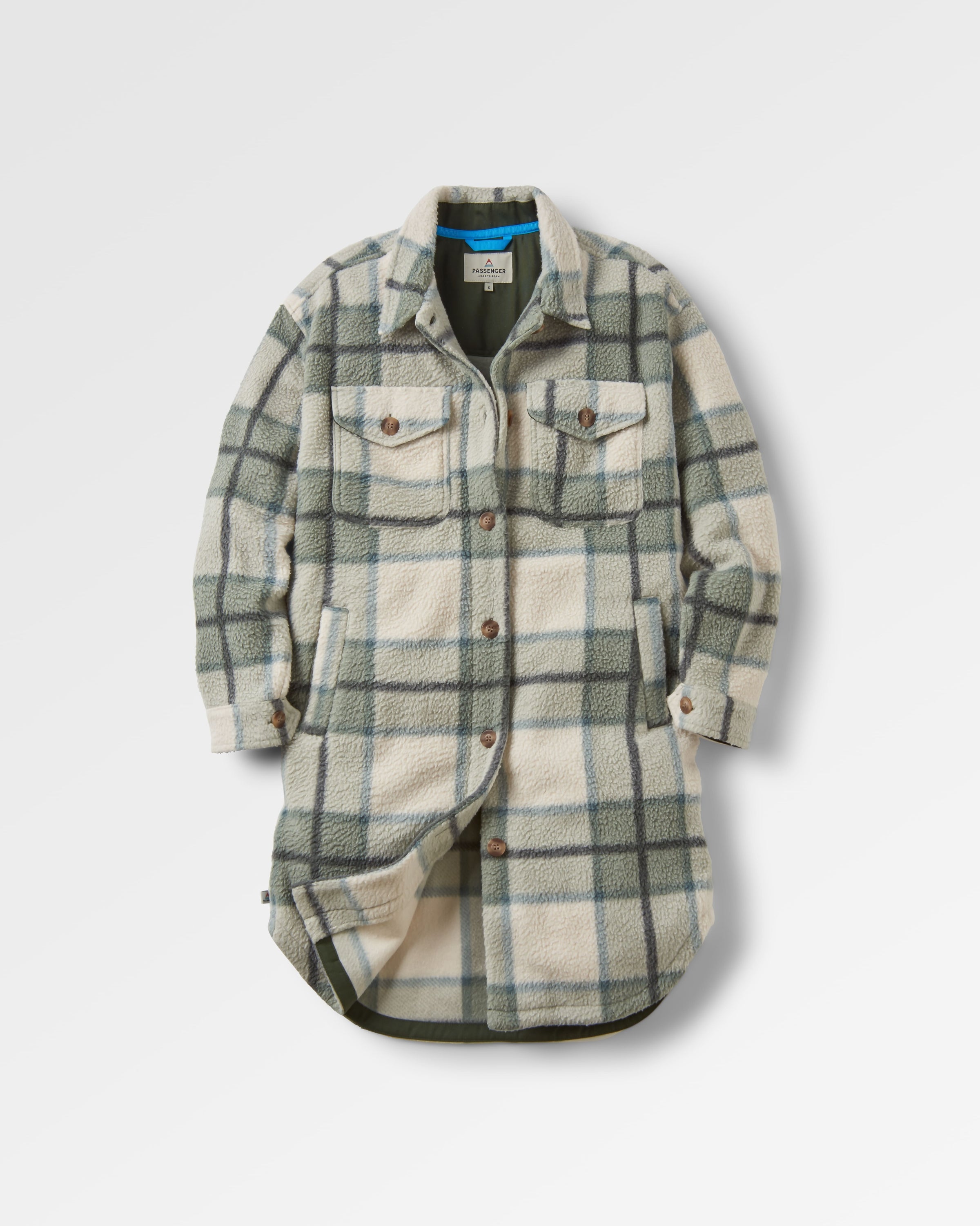 PASSENGER Cloudy 2.0 Recycled Sherpa Fleece Shirt Fleecejacken & Pullover PASSENGER Pistachio Check XS