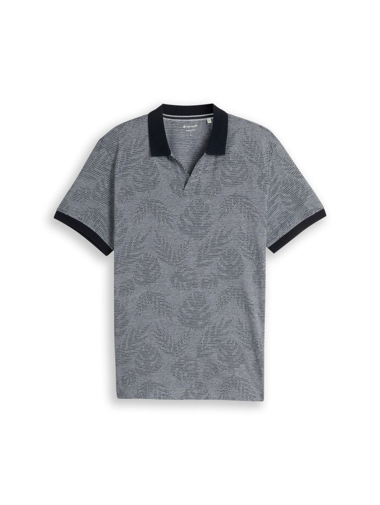 TOM TAILOR CASUAL MEN jaquard polo Freizeitshirts /-hemden TOM TAILOR CASUAL MEN navy leaf jacquard design M