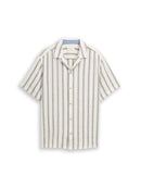 TOM TAILOR CASUAL MEN structured stripe shirt Freizeitshirts /-blusen TOM TAILOR CASUAL MEN off white leaf green stripe S