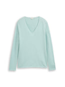 TOM TAILOR CASUAL WOMEN SWEATER BASIC V-NECK MEDIUM SILVER GREY MELANGE Freizeitpullover TOM TAILOR CASUAL WOMEN 38784 M