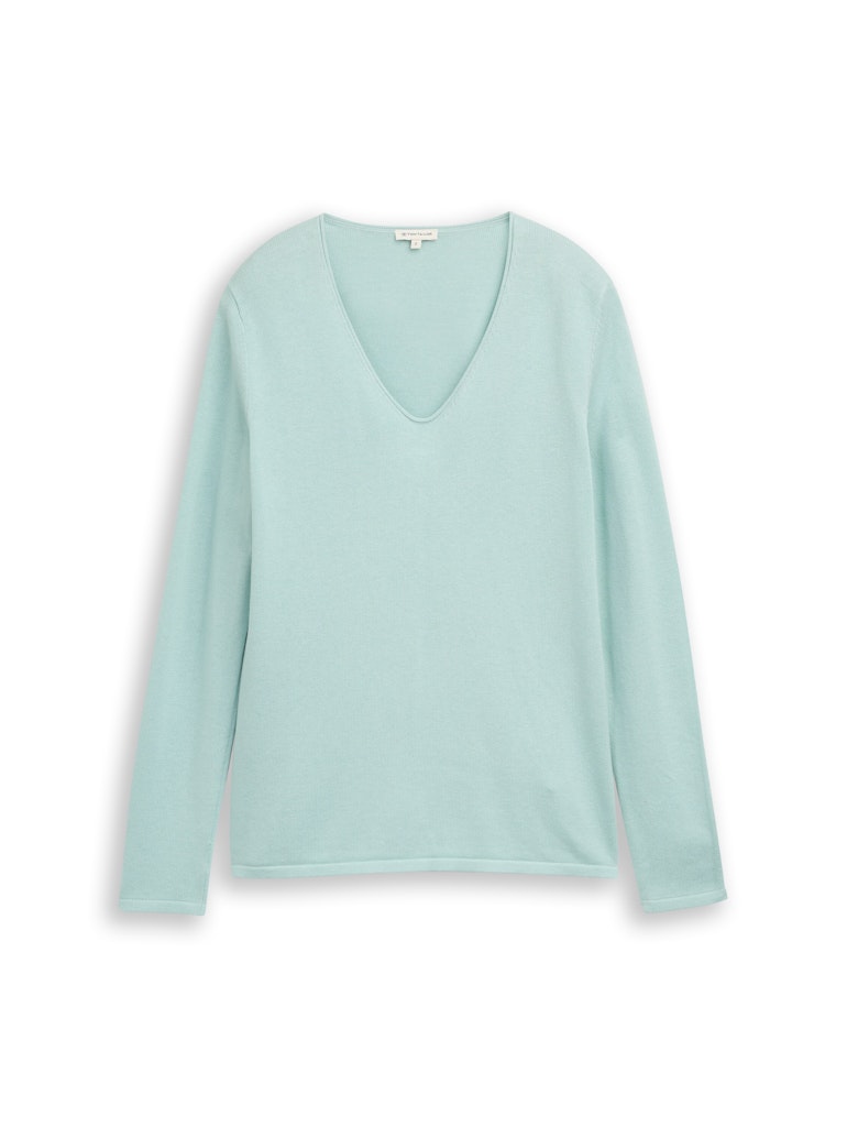 TOM TAILOR CASUAL WOMEN SWEATER BASIC V-NECK MEDIUM SILVER GREY MELANGE Freizeitpullover TOM TAILOR CASUAL WOMEN 38784 M