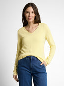 TOM TAILOR CASUAL WOMEN SWEATER BASIC V-NECK  MEDIUM SILVER GREY MELANGE