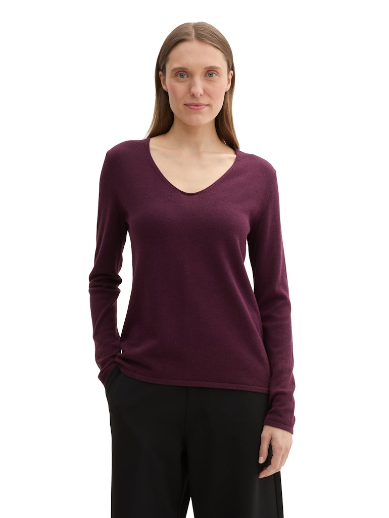 TOM TAILOR CASUAL WOMEN SWEATER BASIC V-NECK MEDIUM SILVER GREY MELANGE Freizeitpullover TOM TAILOR CASUAL WOMEN