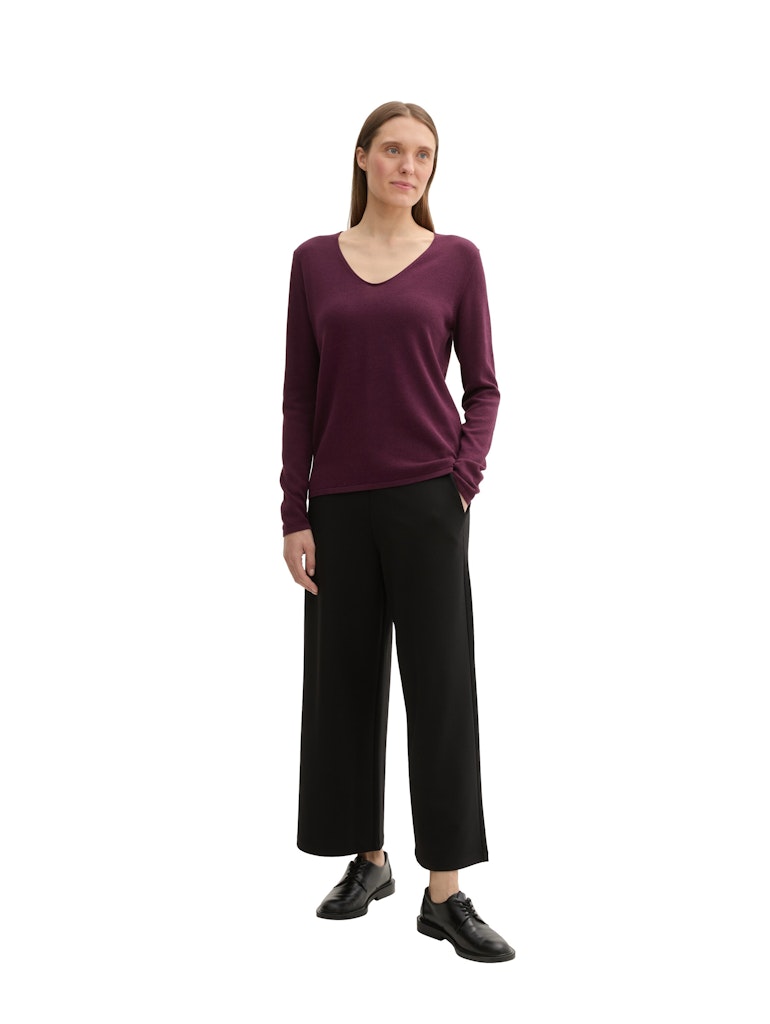 TOM TAILOR CASUAL WOMEN SWEATER BASIC V-NECK MEDIUM SILVER GREY MELANGE Freizeitpullover TOM TAILOR CASUAL WOMEN