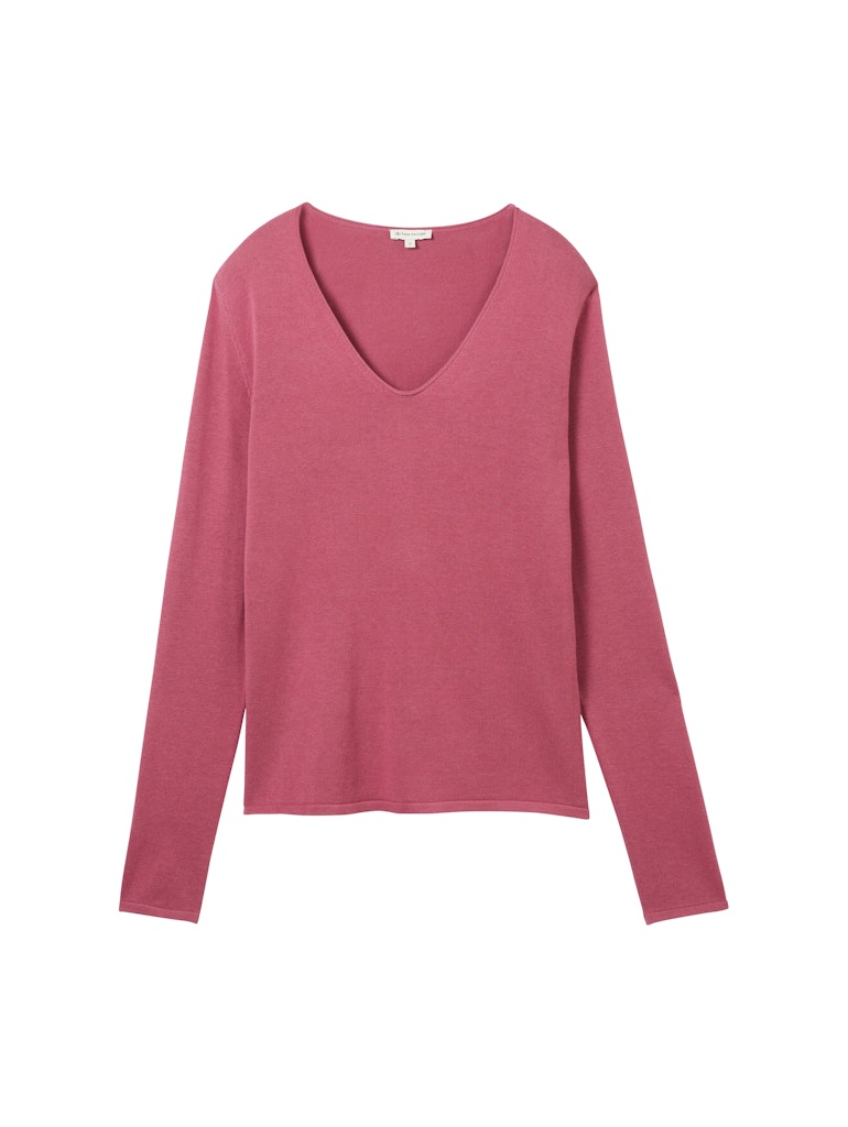 TOM TAILOR CASUAL WOMEN SWEATER BASIC V-NECK MEDIUM SILVER GREY MELANGE Freizeitpullover TOM TAILOR CASUAL WOMEN PINK VELVET XS