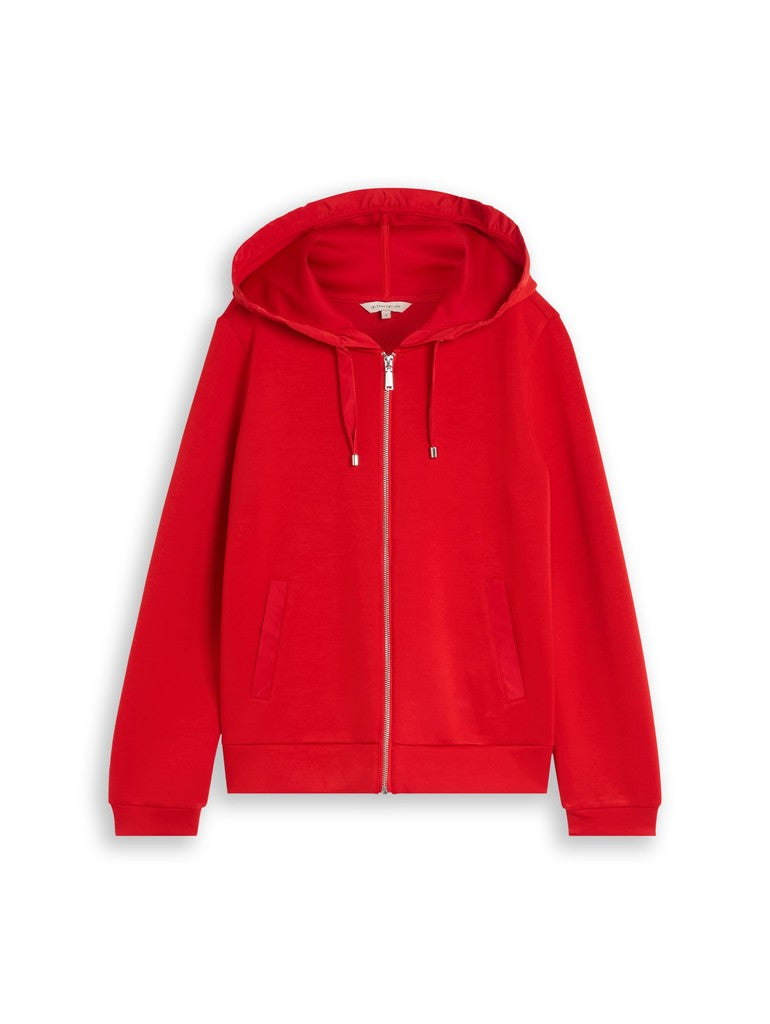 TOM TAILOR CASUAL WOMEN Sweatjacket with hood Freizeitpullover TOM TAILOR CASUAL WOMEN mid scarlet red S