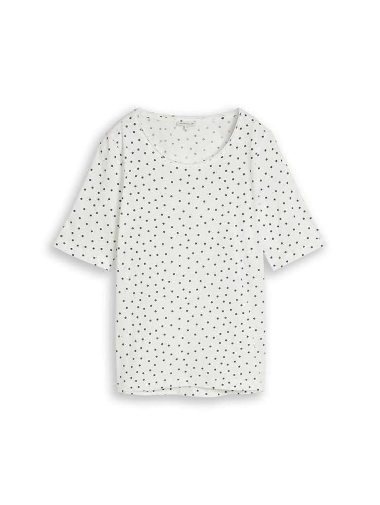 TOM TAILOR CASUAL WOMEN T-shirt alloverprint crew neck Freizeitshirts /-hemden TOM TAILOR CASUAL WOMEN white small dot design S