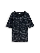 TOM TAILOR CASUAL WOMEN T-shirt alloverprint crew neck Freizeitshirts /-hemden TOM TAILOR CASUAL WOMEN navy white small dot design S