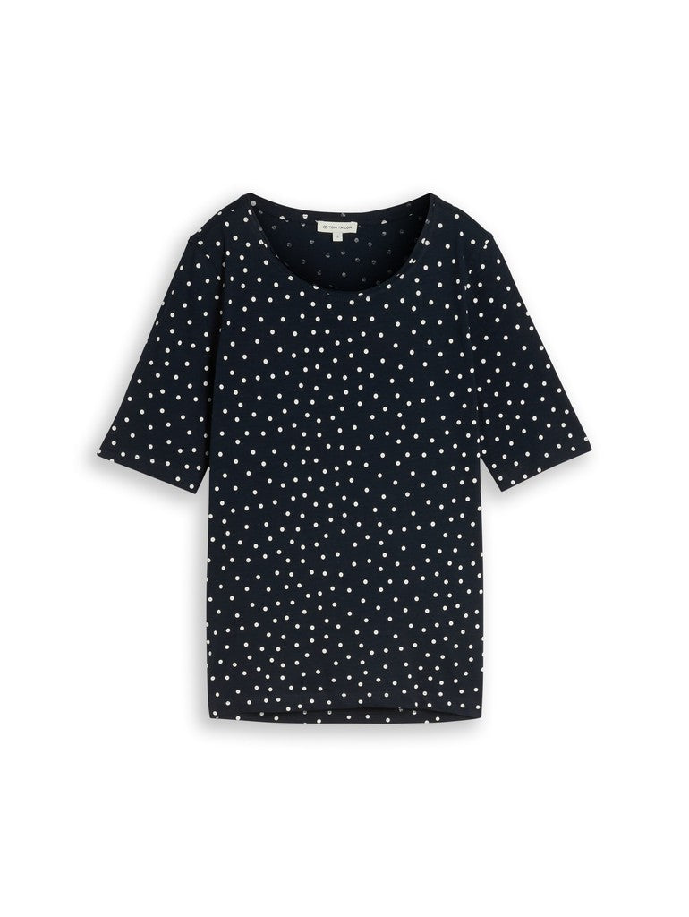 TOM TAILOR CASUAL WOMEN T-shirt alloverprint crew neck Freizeitshirts /-hemden TOM TAILOR CASUAL WOMEN navy white small dot design S