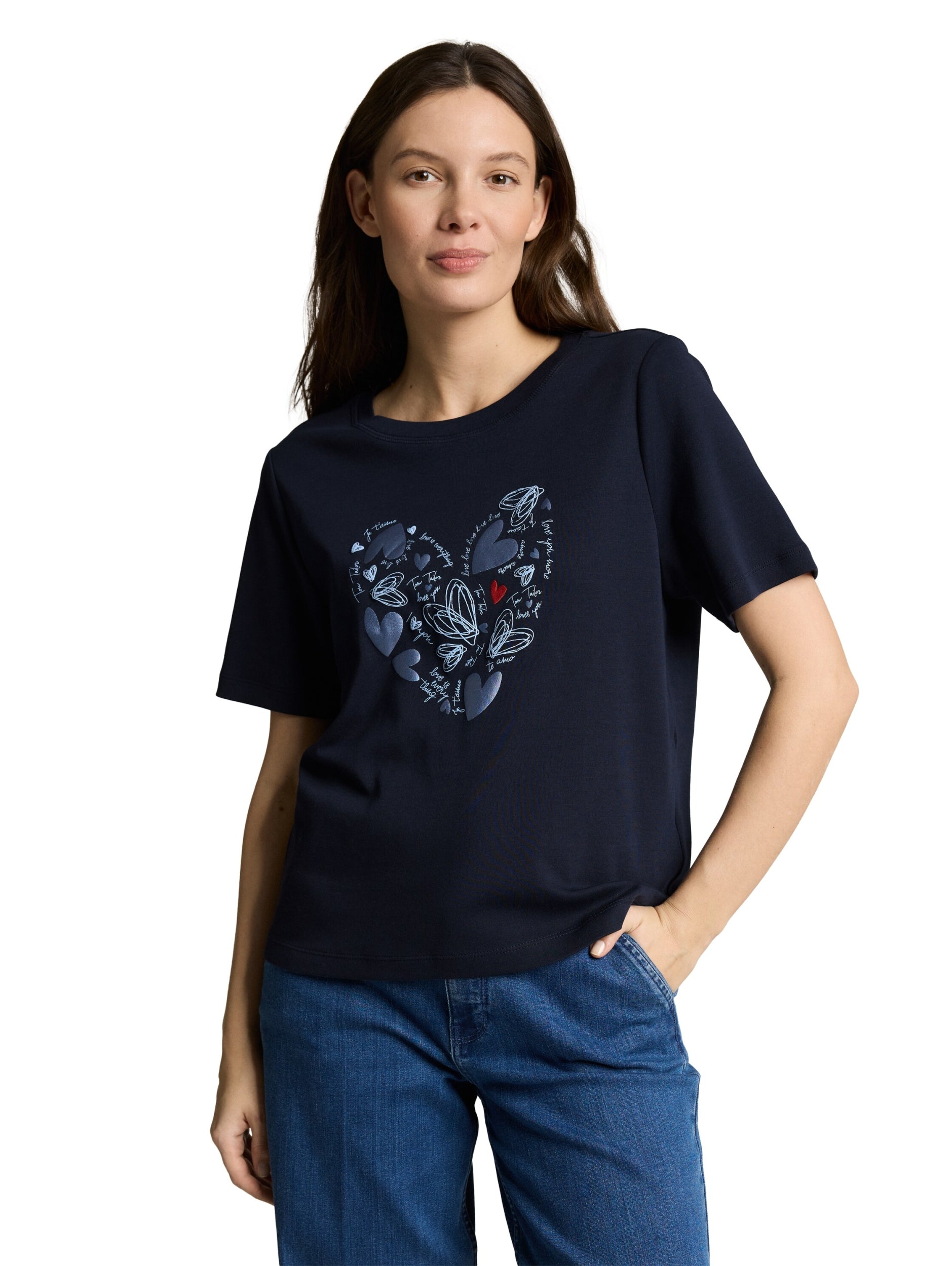 TOM TAILOR CASUAL WOMEN T-shirt boxy crew neck with pr Freizeitshirts /-hemden TOM TAILOR CASUAL WOMEN