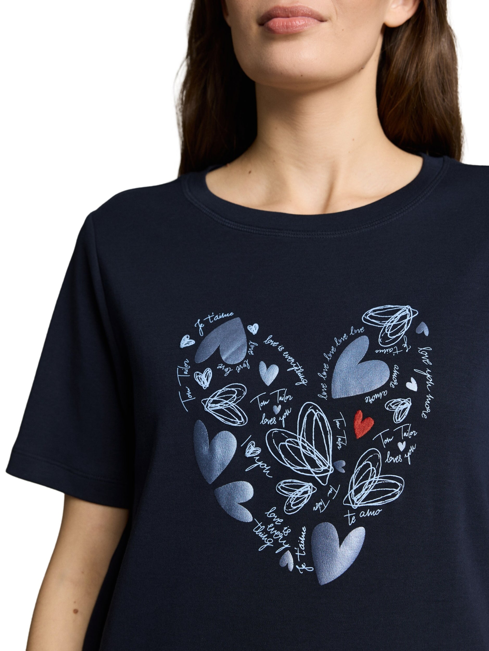 TOM TAILOR CASUAL WOMEN T-shirt boxy crew neck with pr Freizeitshirts /-hemden TOM TAILOR CASUAL WOMEN