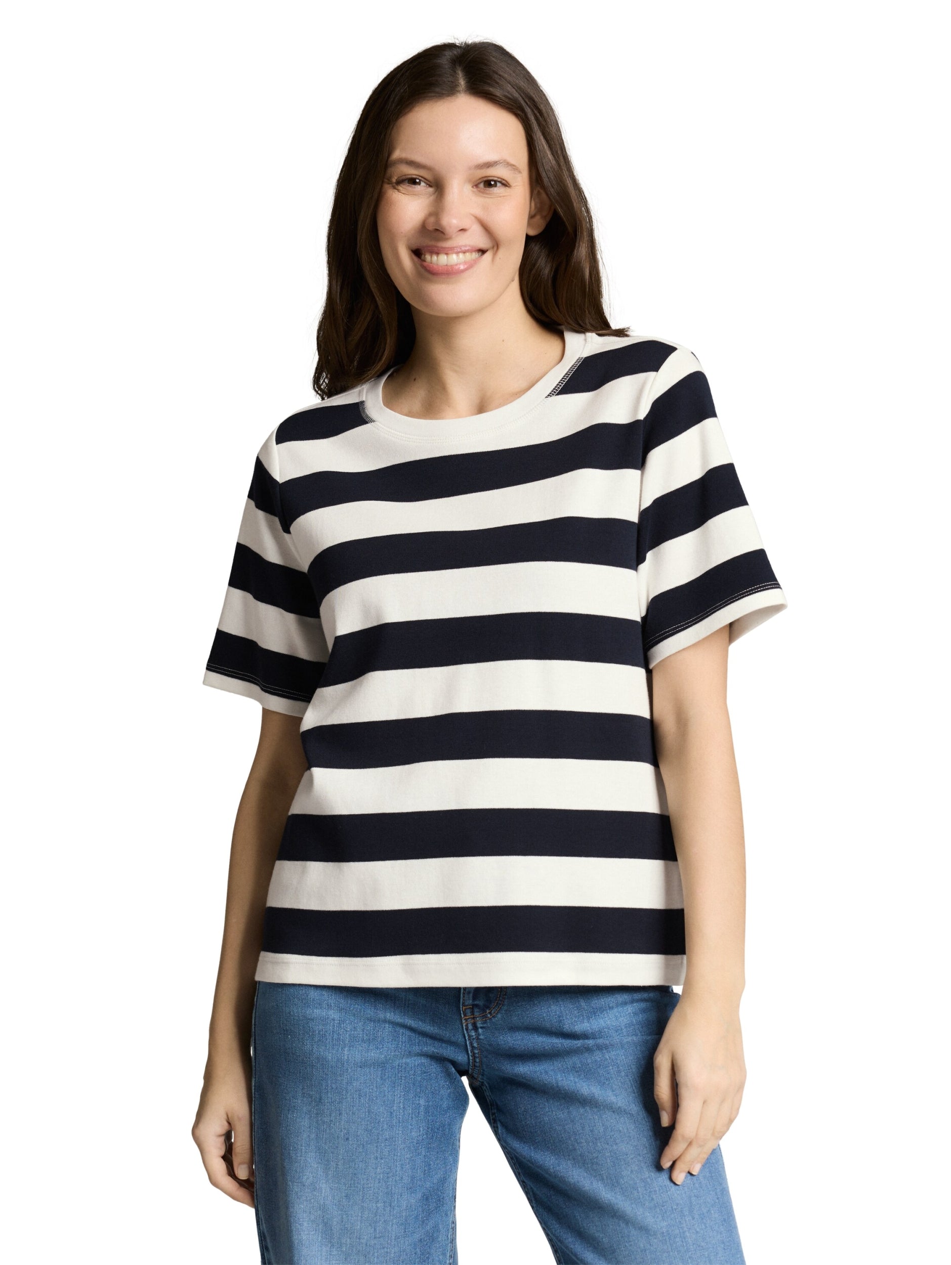 TOM TAILOR CASUAL WOMEN T-shirt boxy crew neck with pr Freizeitshirts /-hemden TOM TAILOR CASUAL WOMEN