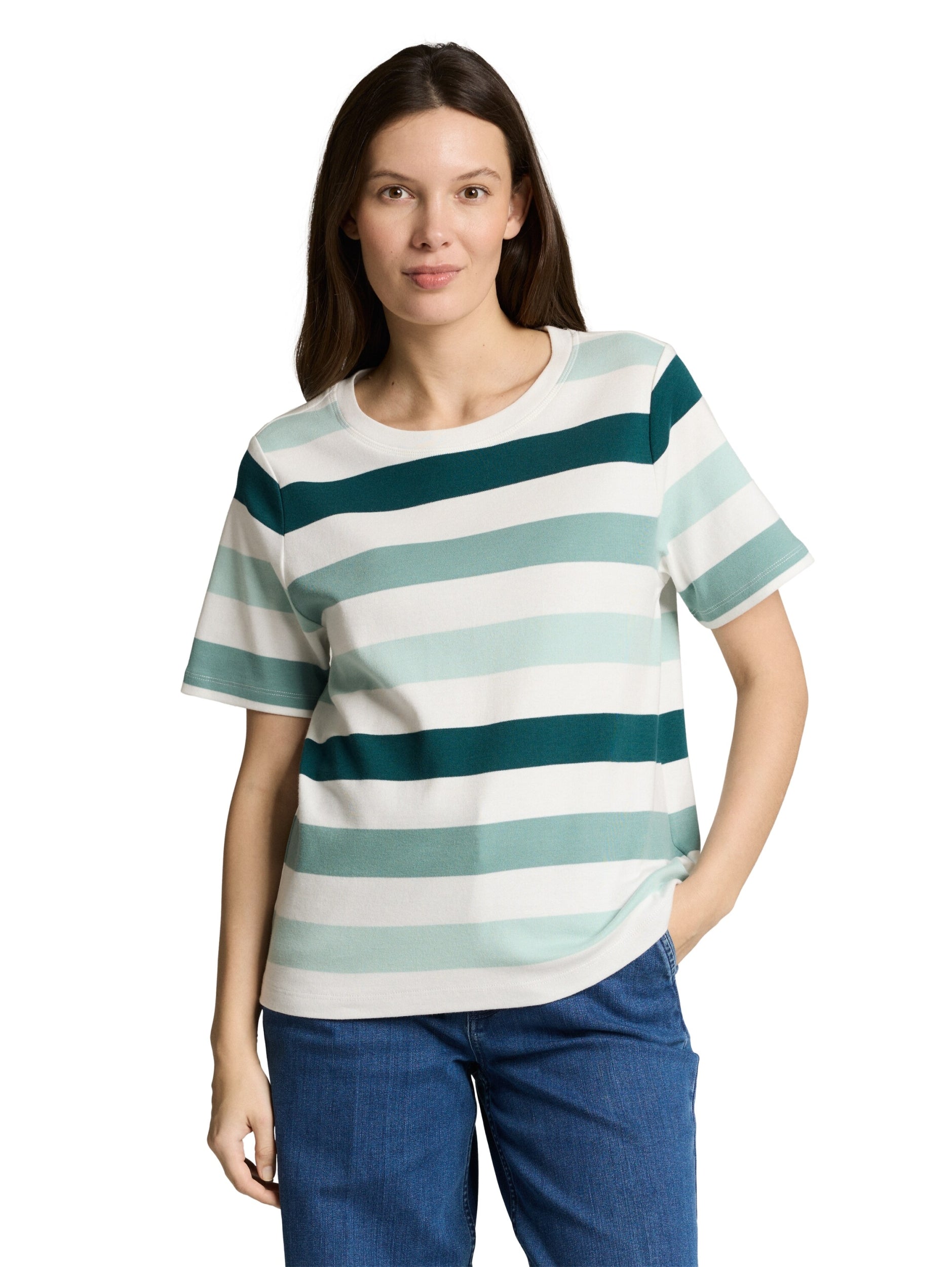 TOM TAILOR CASUAL WOMEN T-shirt boxy crew neck with pr Freizeitshirts /-hemden TOM TAILOR CASUAL WOMEN