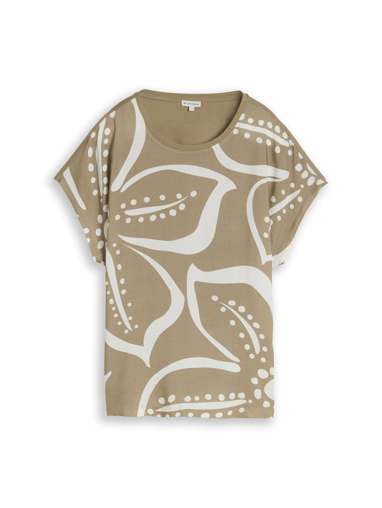 TOM TAILOR CASUAL WOMEN T-Shirt fabric mix Freizeitshirts /-hemden TOM TAILOR CASUAL WOMEN Silver Olive XS